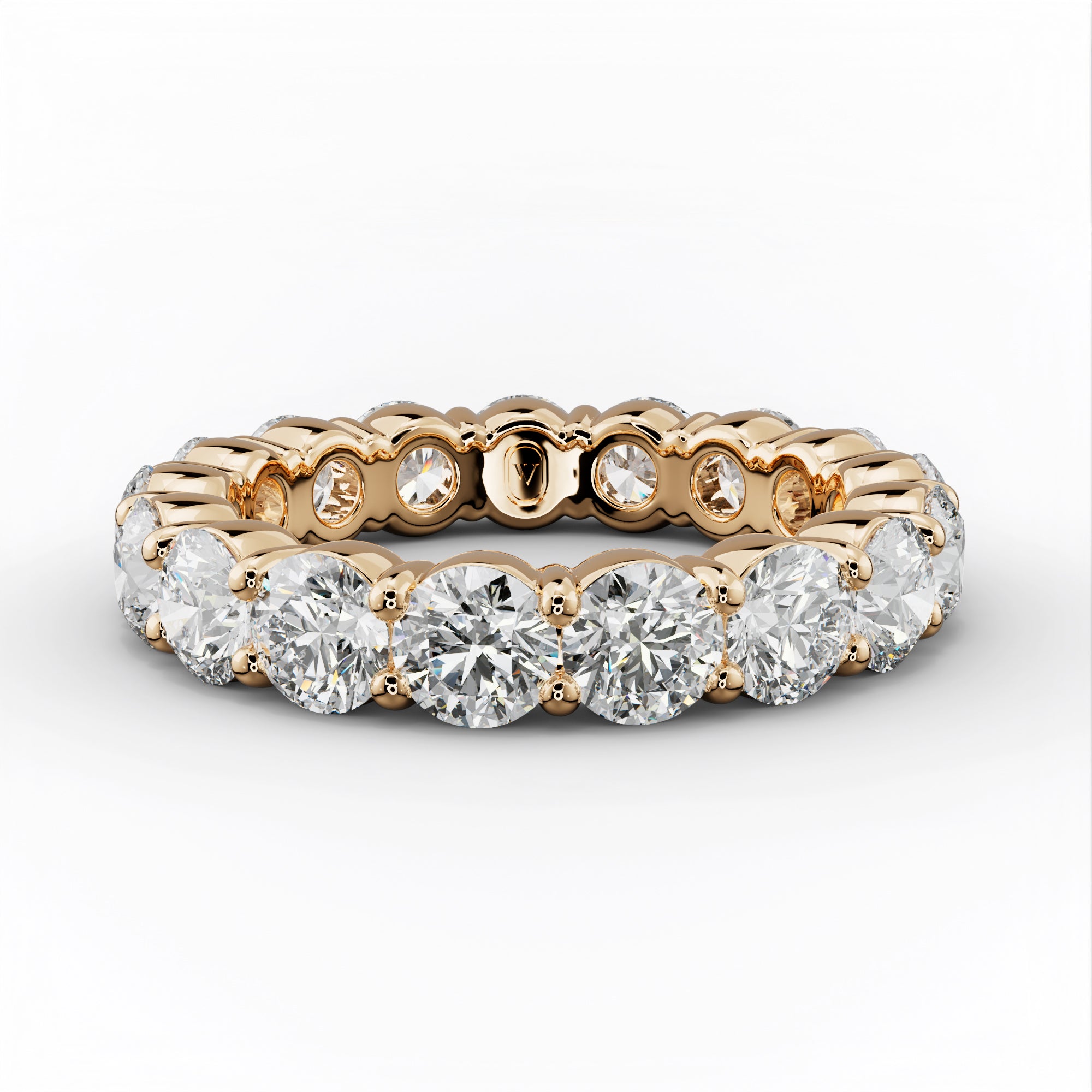 4.0 Carat Round Cut Diamond Classic Eternity Band Shared Prong