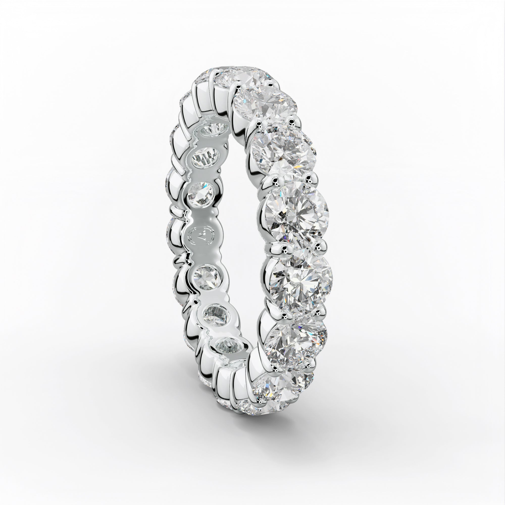 4.0 Carat Round Cut Diamond Classic Eternity Band Shared Prong