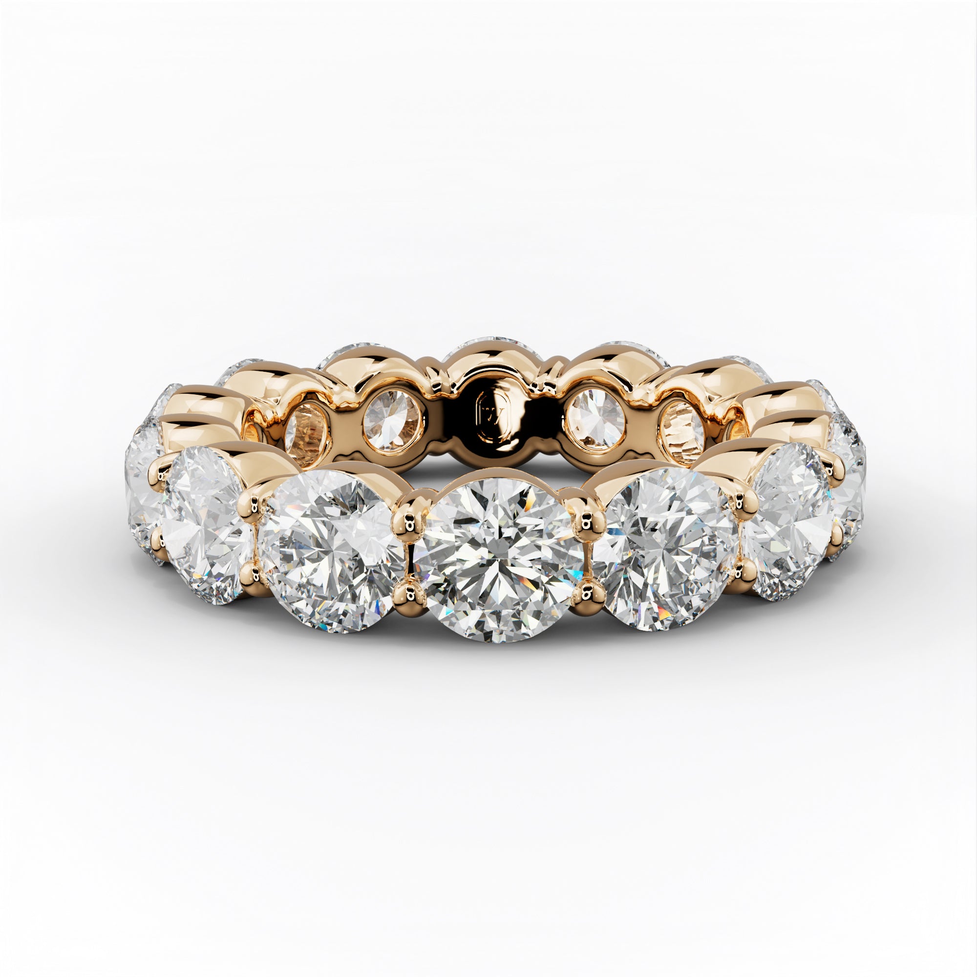 6.0 Carat Round Cut Diamond Classic Eternity Band Shared Prong