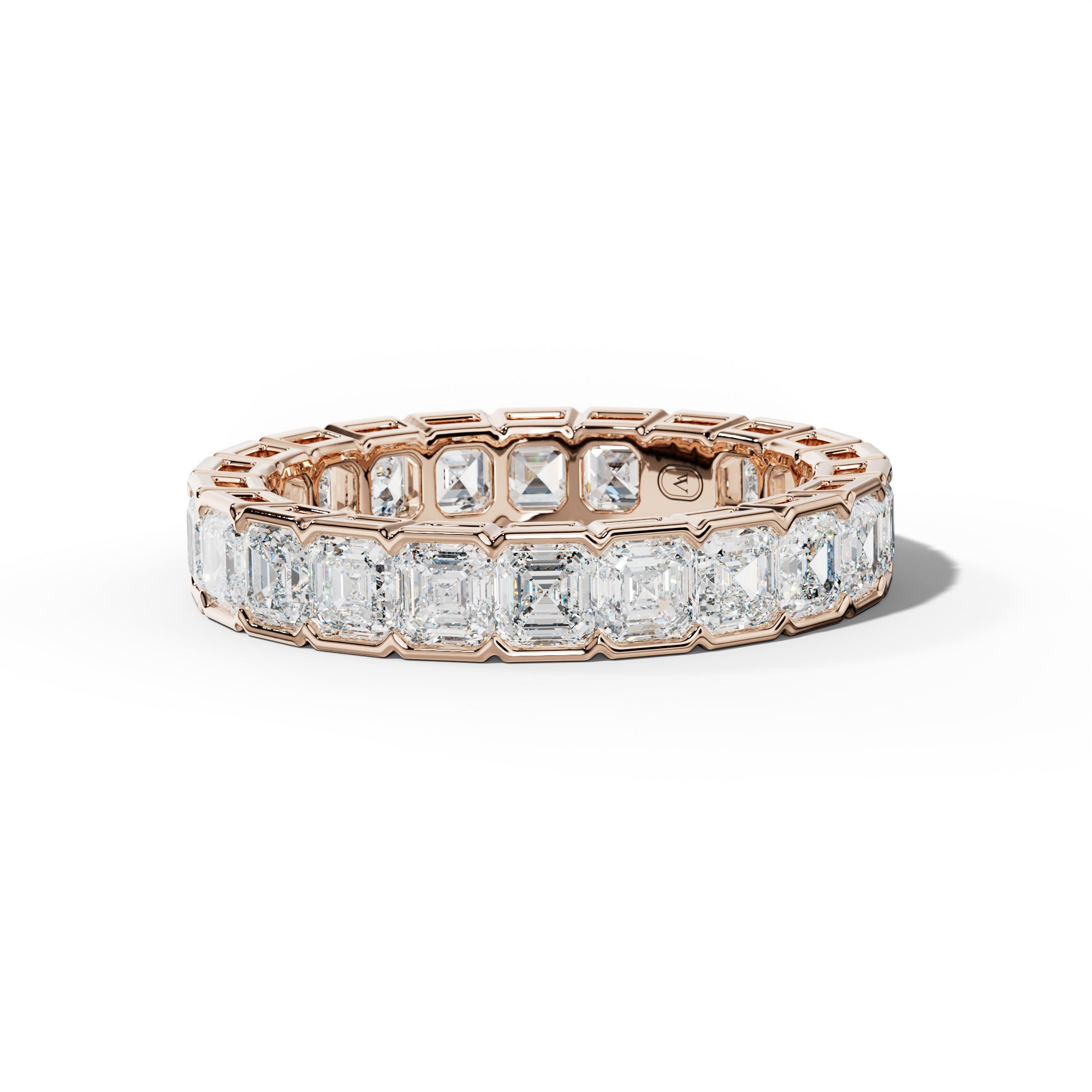 4.0 Carat Asscher Diamond Half Bezel Set Eternity Band