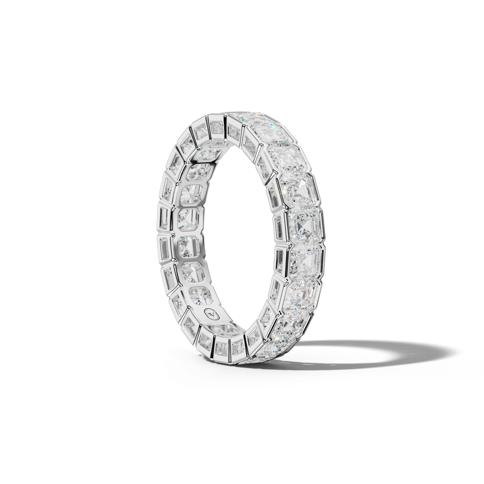 4.0 Carat Asscher Diamond Half Bezel Set Eternity Band