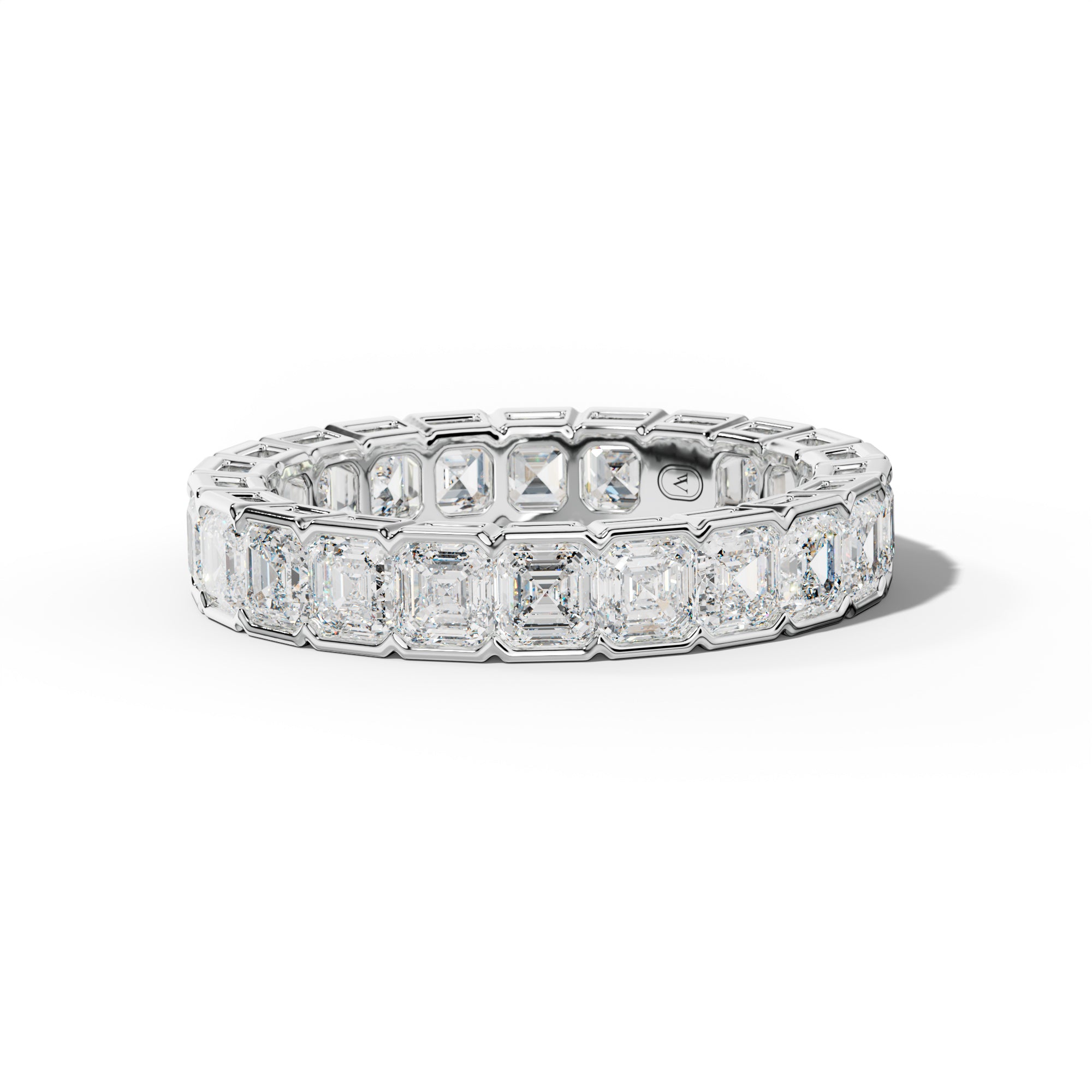 4.0 Carat Asscher Diamond Half Bezel Set Eternity Band