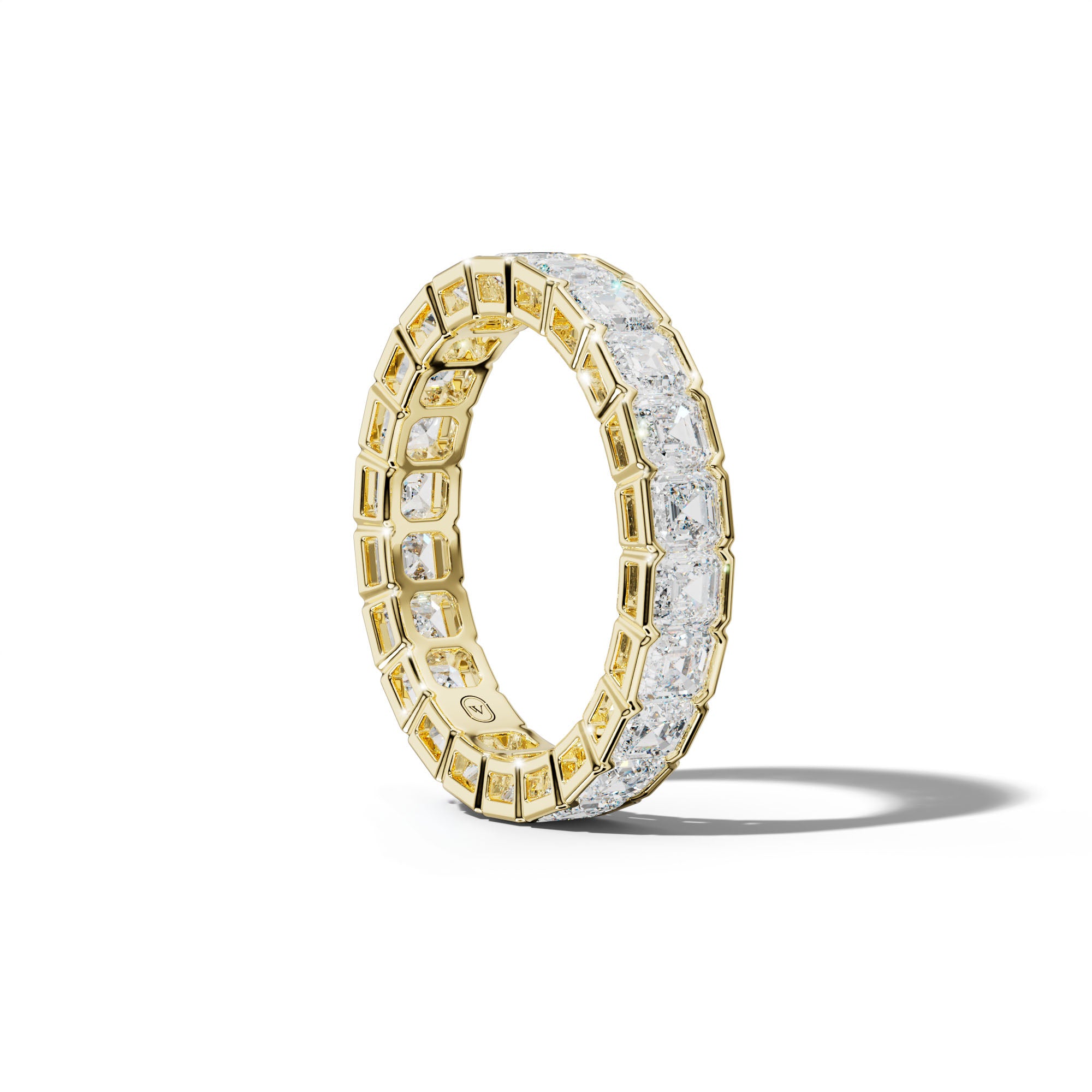 4.0 Carat Asscher Diamond Half Bezel Set Eternity Band