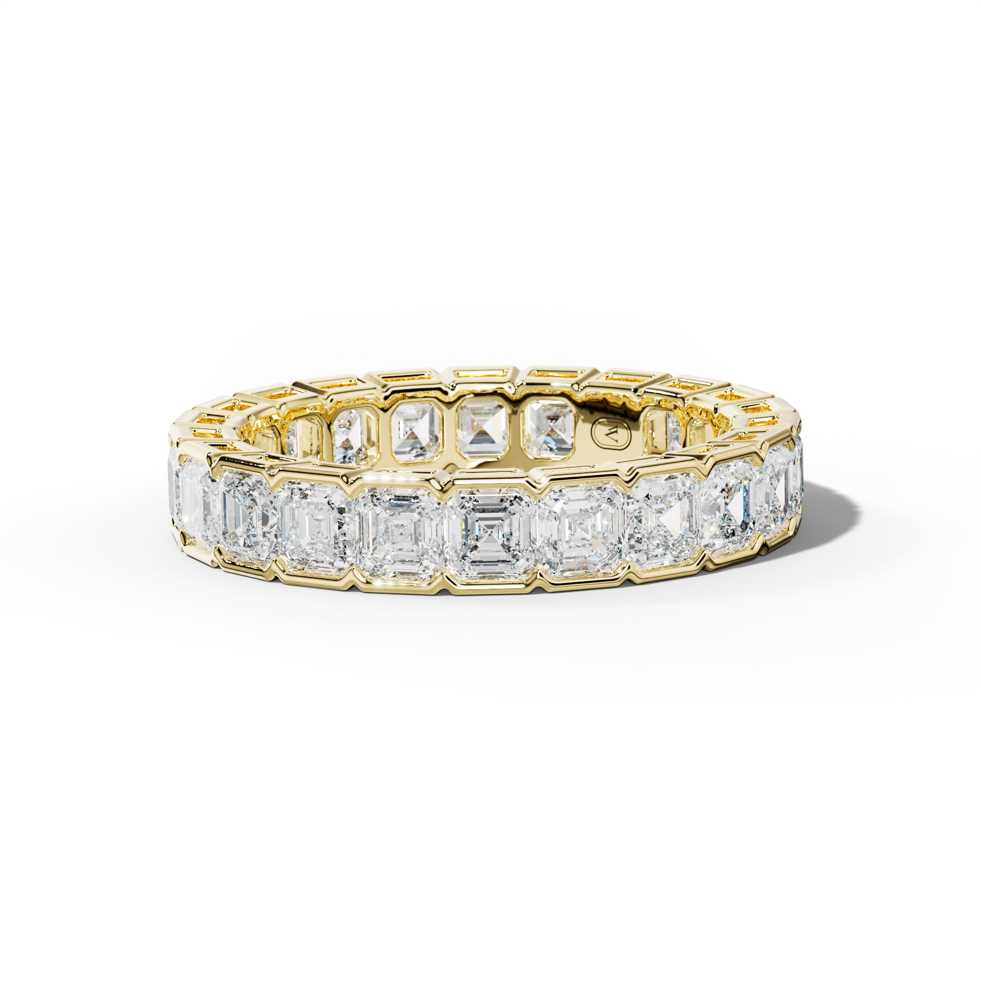 4.0 Carat Asscher Diamond Half Bezel Set Eternity Band