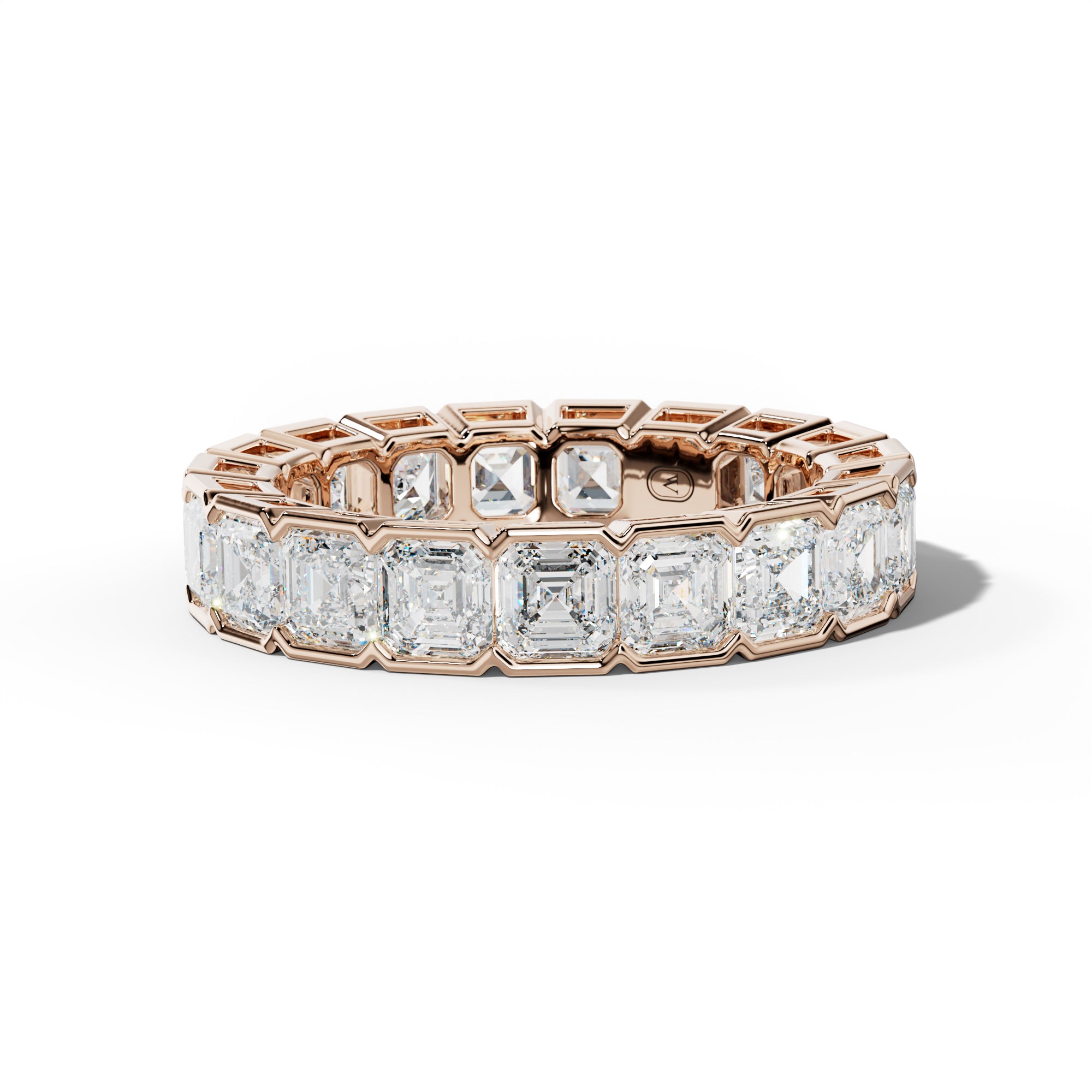 5.0 Carat Asscher Diamond Half Bezel Set Eternity Band