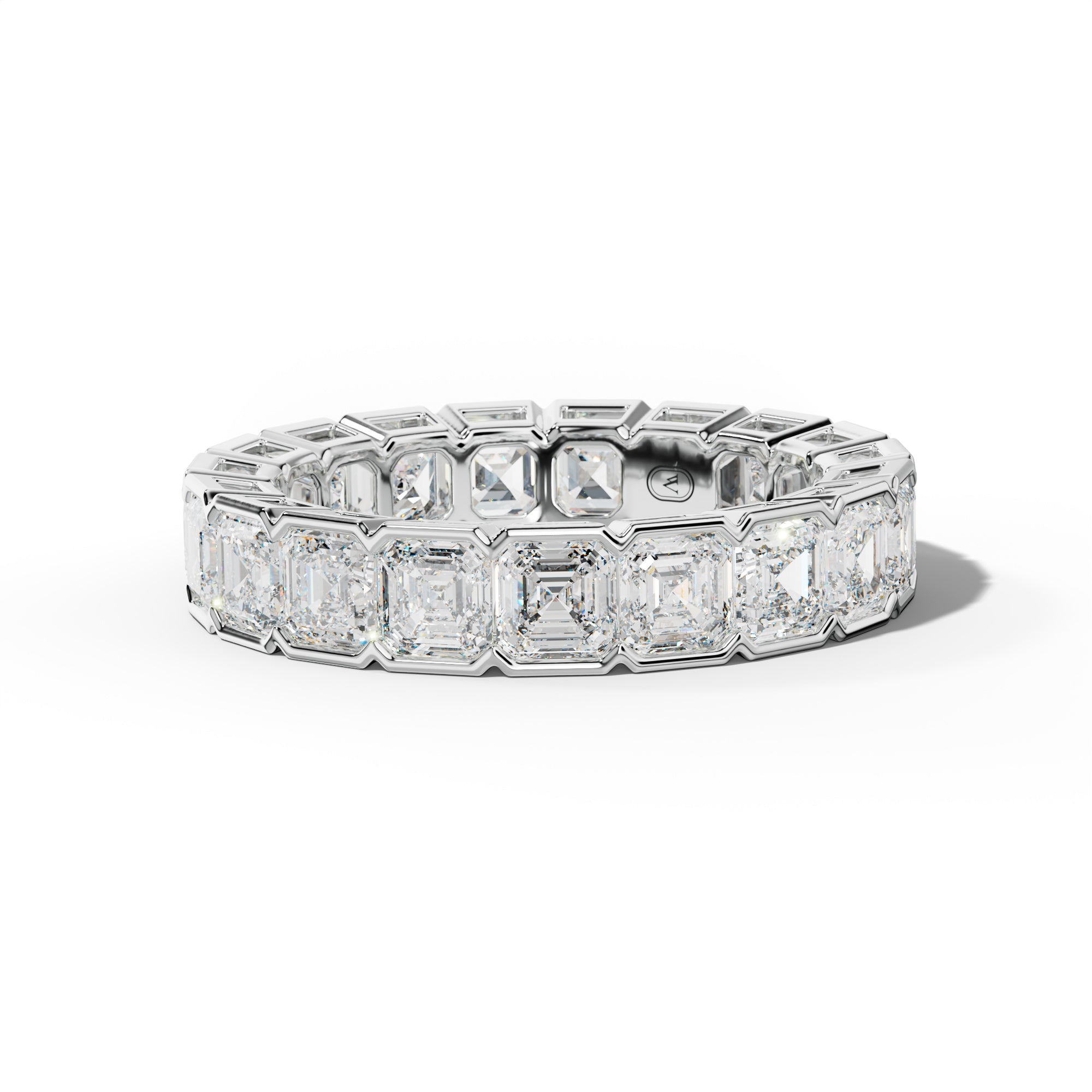 5.0 Carat Asscher Diamond Half Bezel Set Eternity Band