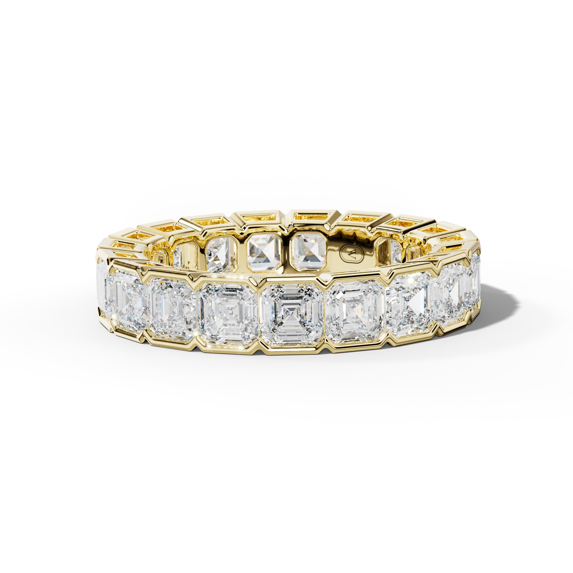 5.0 Carat Asscher Diamond Half Bezel Set Eternity Band