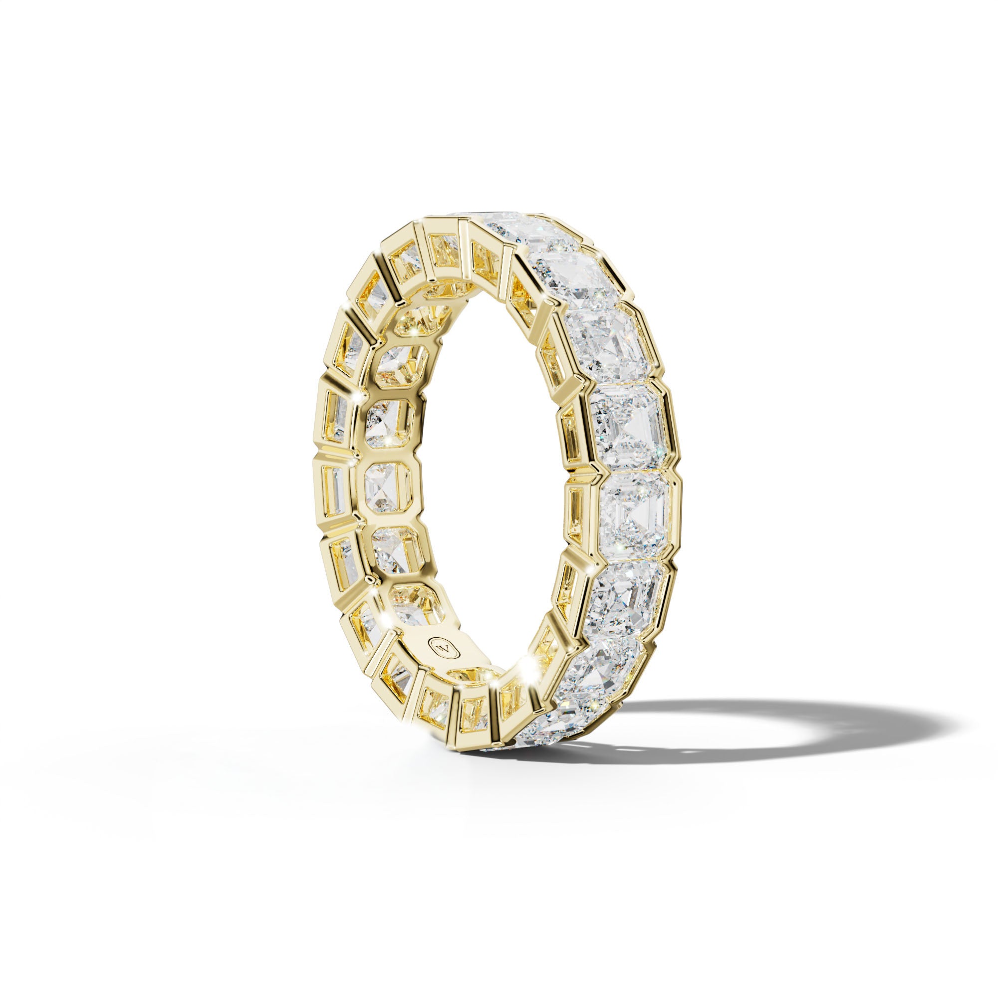 5.0 Carat Asscher Diamond Half Bezel Set Eternity Band