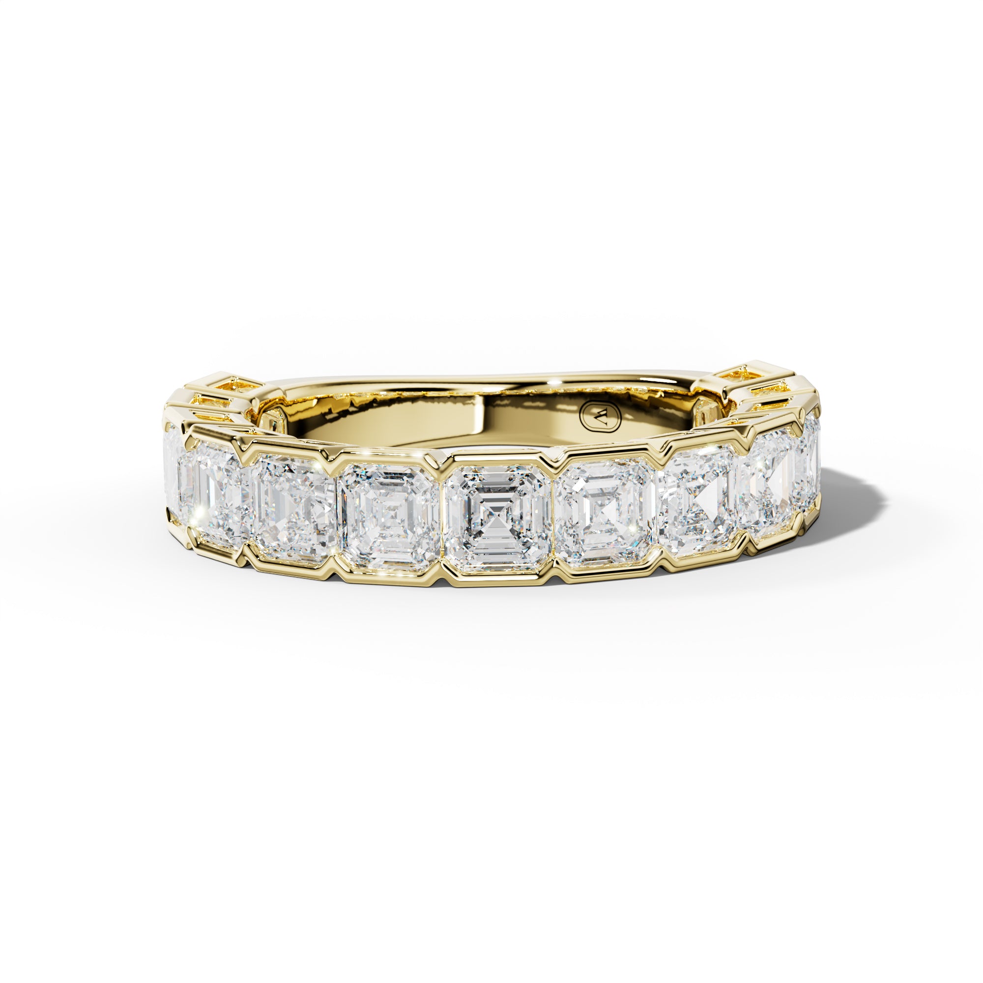 4.0 Carat Asscher Diamond Half Bezel Set 3/4 Anniversary Band