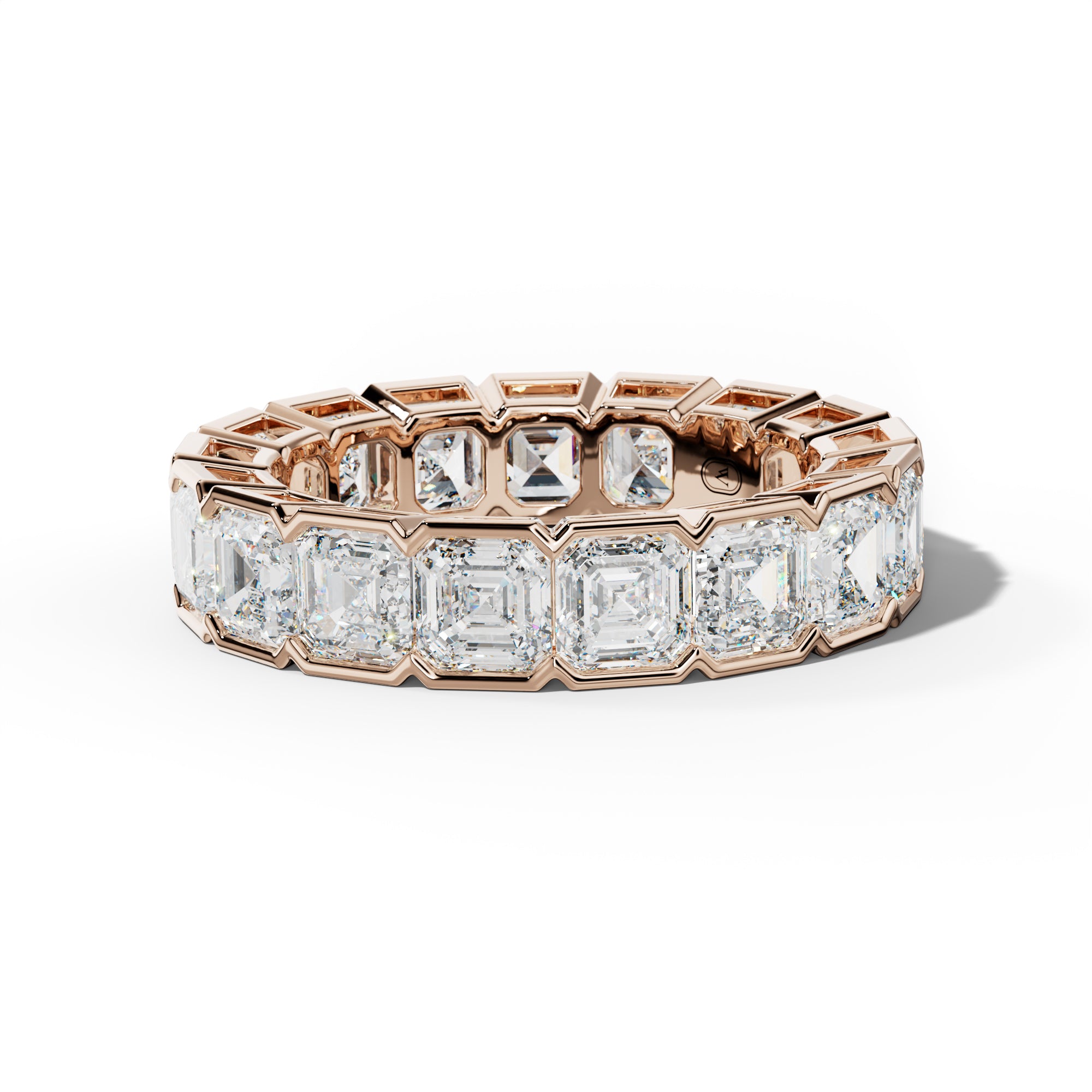 7.0 Carat Asscher Diamond Half Bezel Set Eternity Band