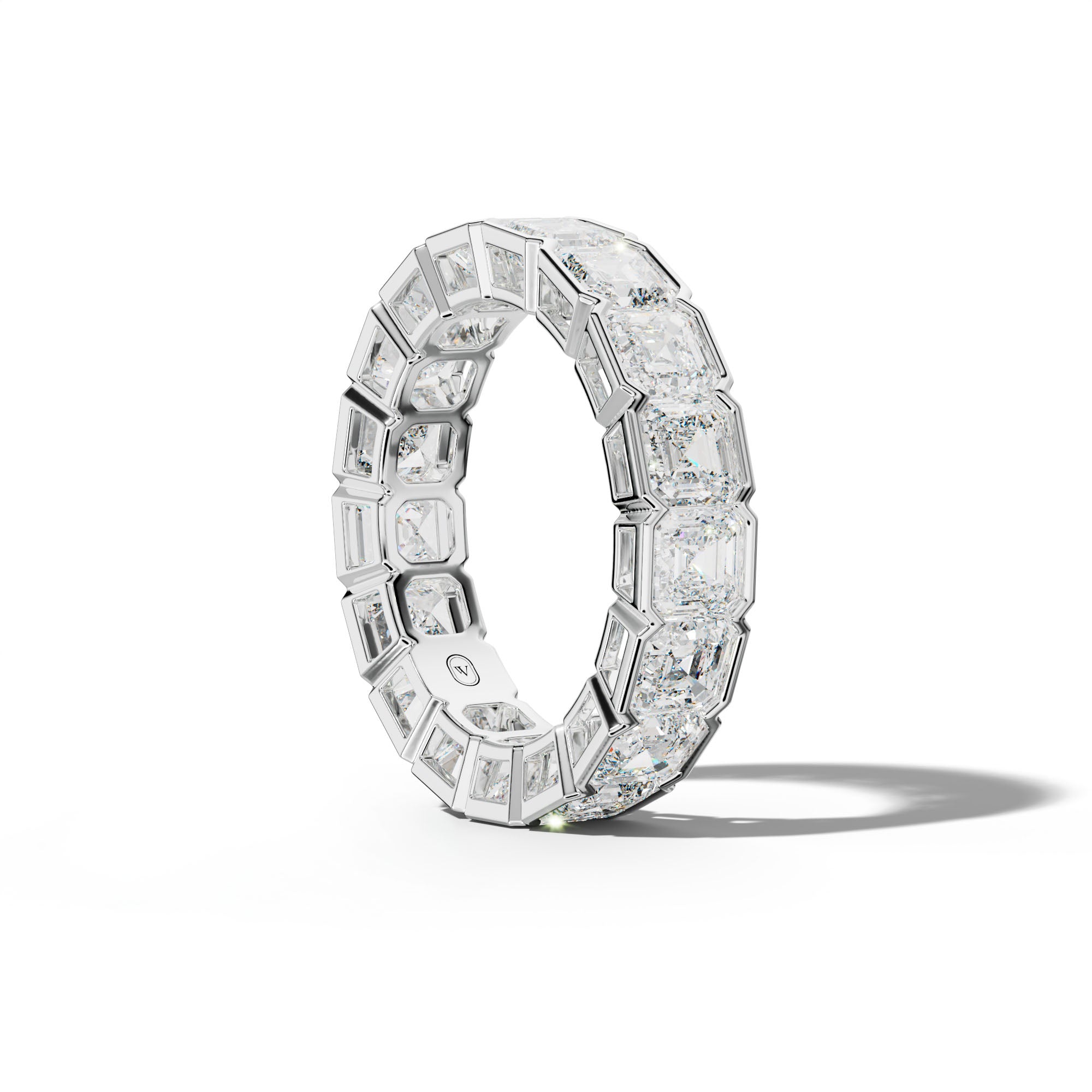 7.0 Carat Asscher Diamond Half Bezel Set Eternity Band