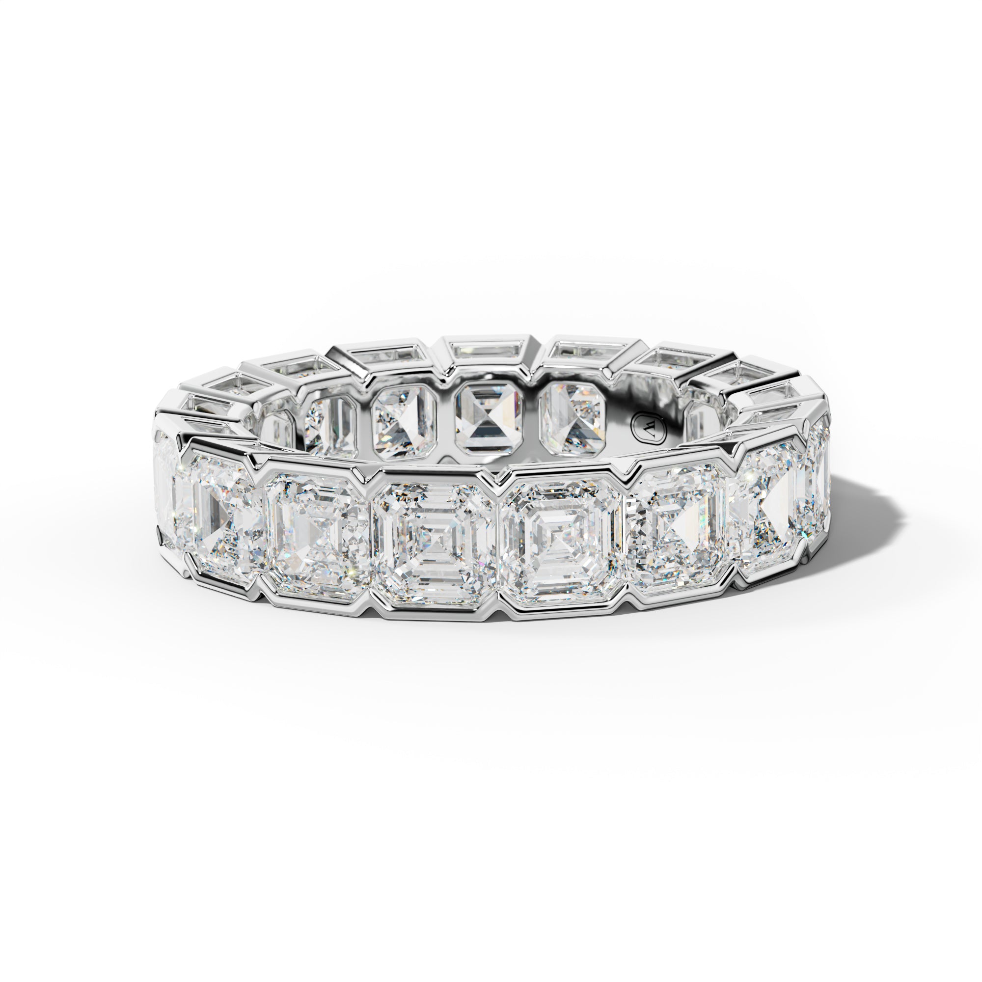 7.0 Carat Asscher Diamond Half Bezel Set Eternity Band