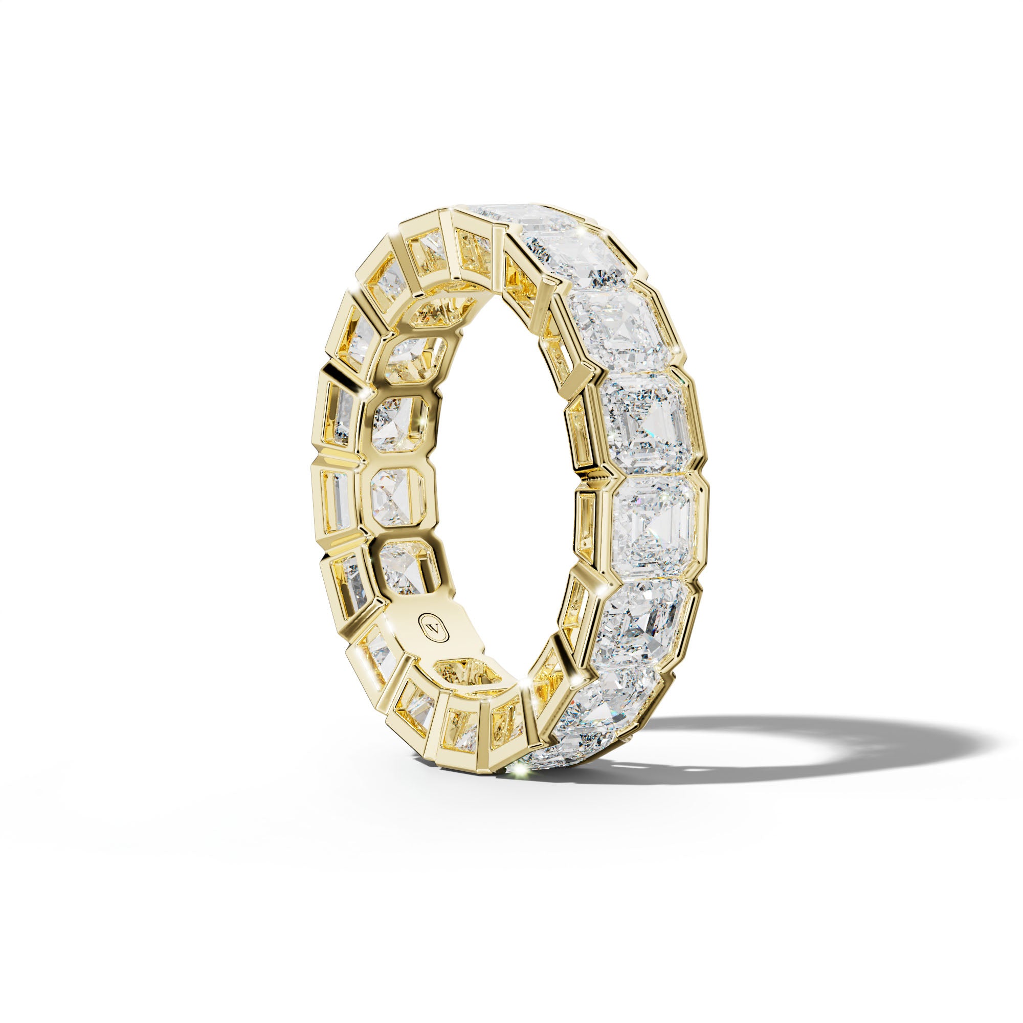7.0 Carat Asscher Diamond Half Bezel Set Eternity Band