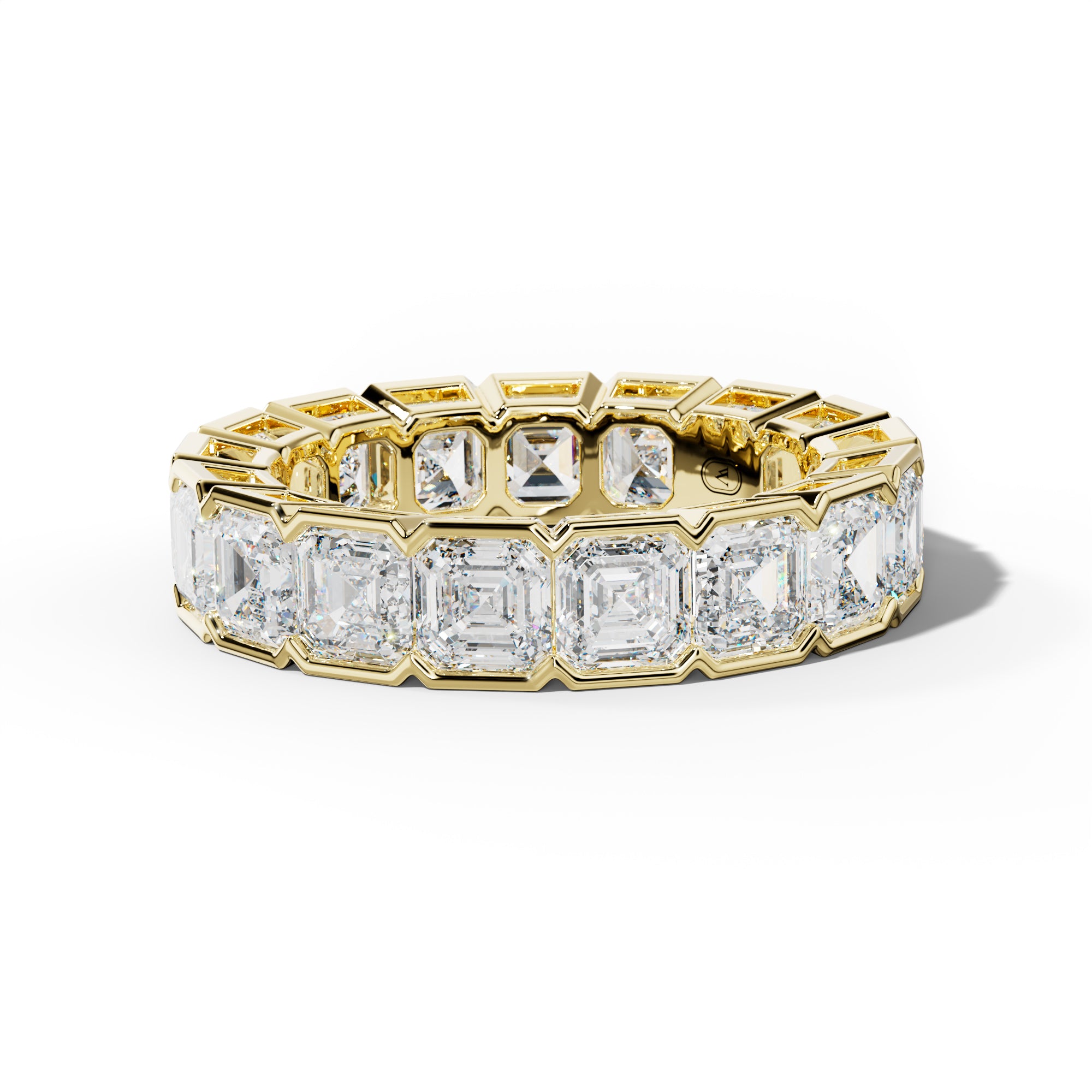 7.0 Carat Asscher Diamond Half Bezel Set Eternity Band