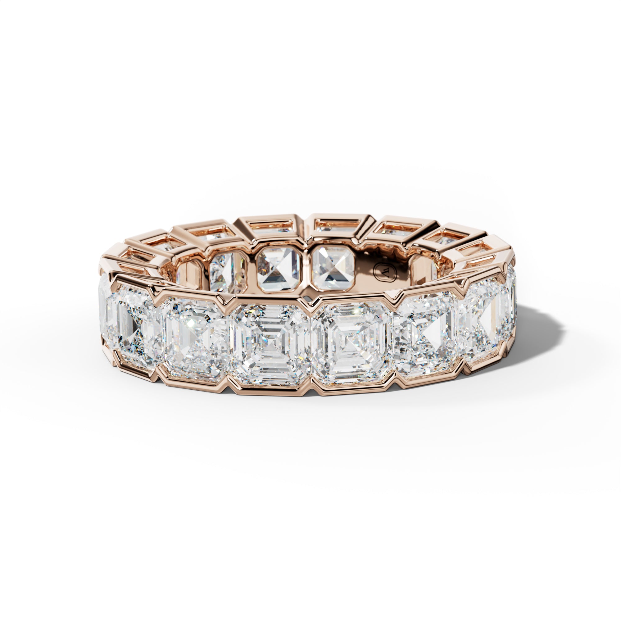 9.0 Carat Asscher Diamond Half Bezel Set Eternity Band