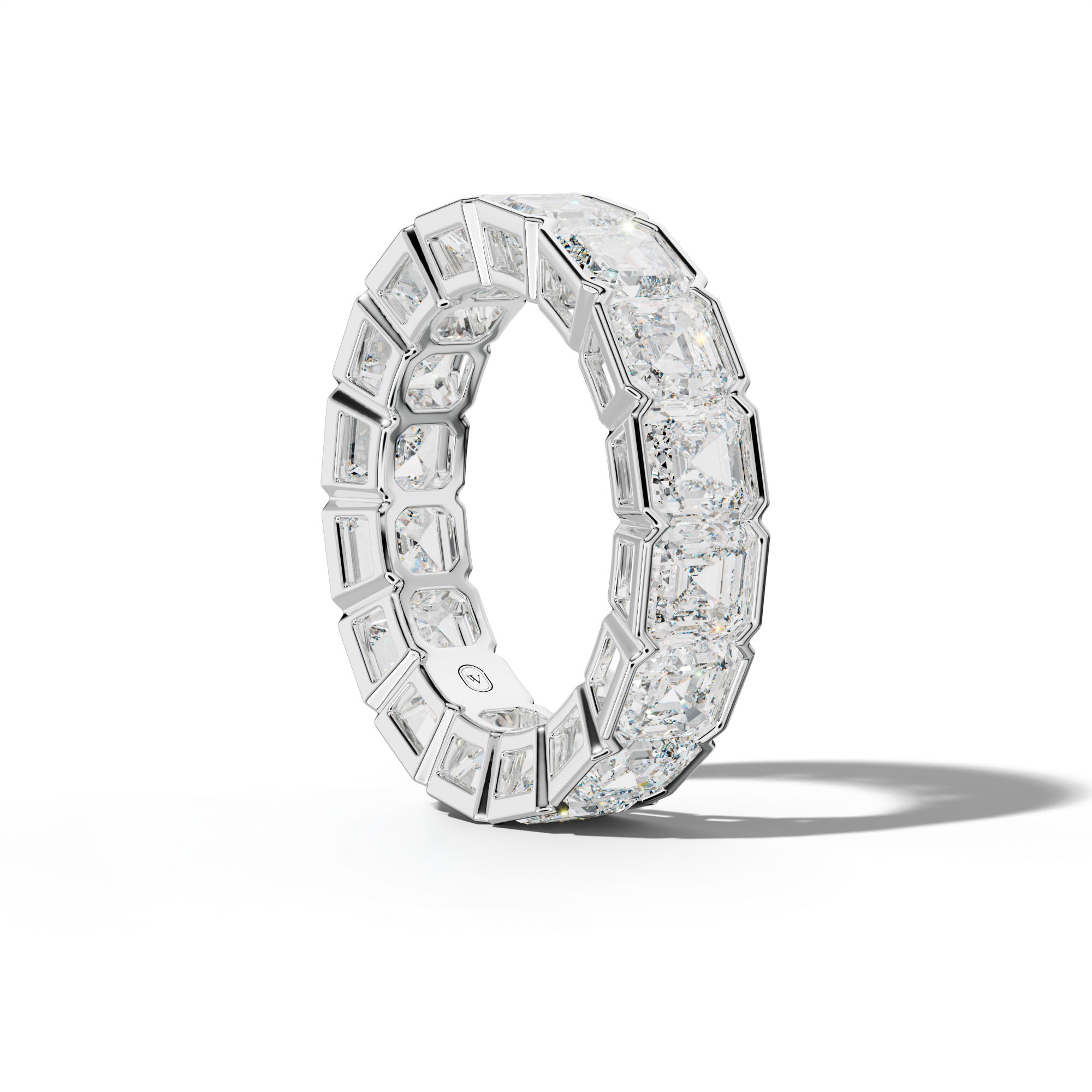 9.0 Carat Asscher Diamond Half Bezel Set Eternity Band