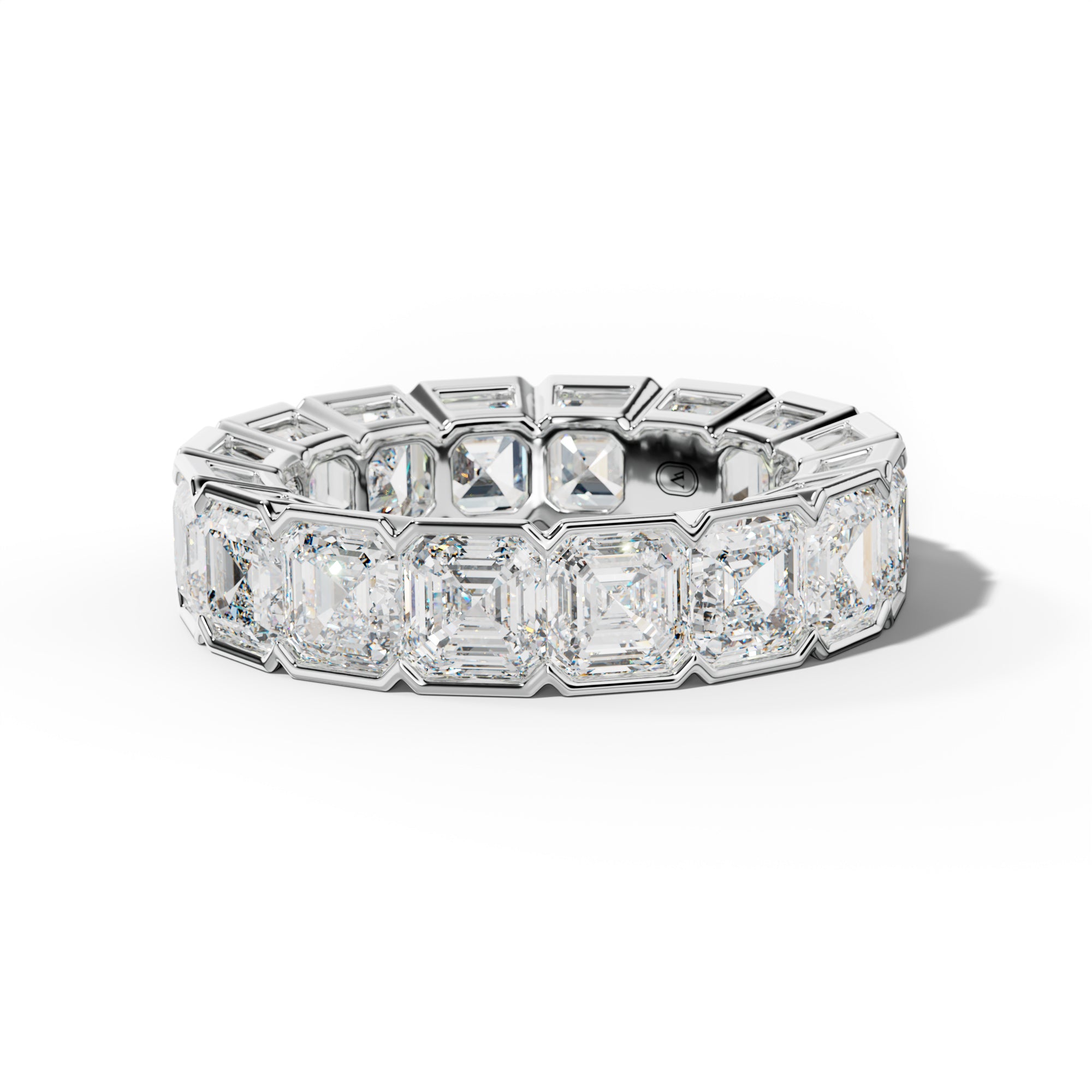 9.0 Carat Asscher Diamond Half Bezel Set Eternity Band