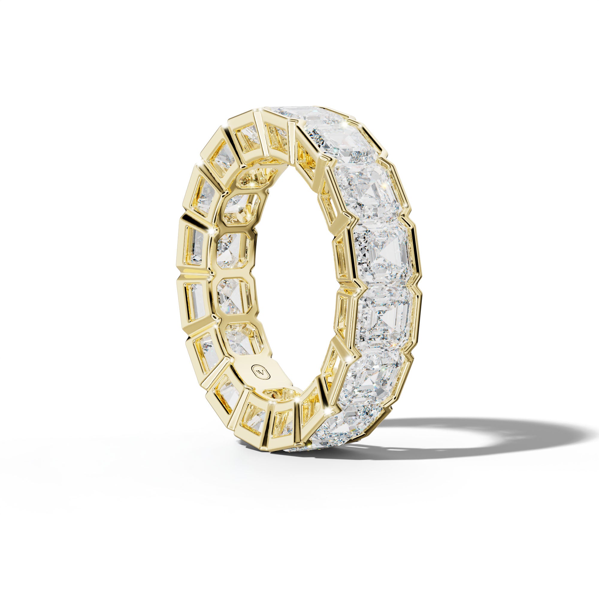 9.0 Carat Asscher Diamond Half Bezel Set Eternity Band