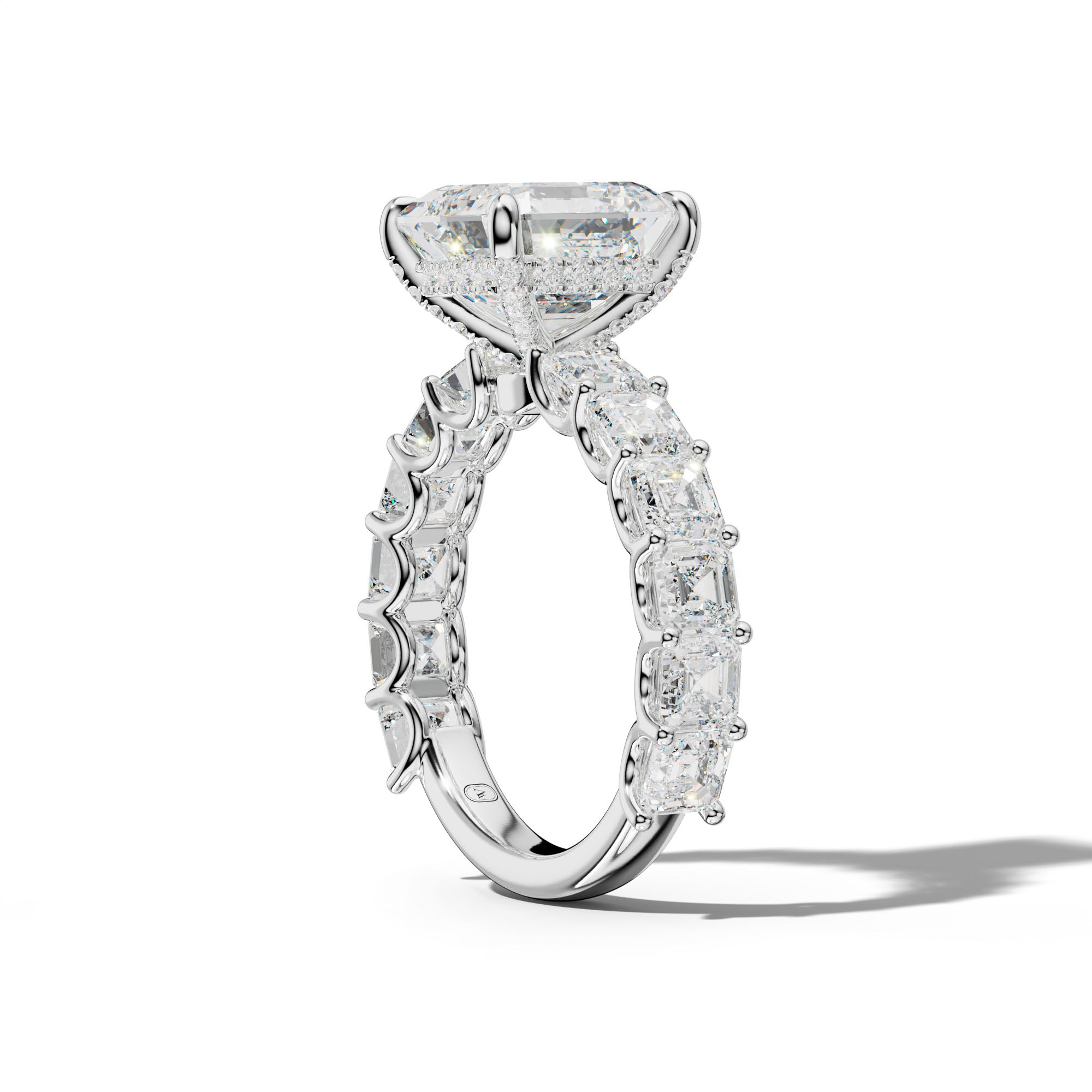 Haven Asscher Diamond Engagement Ring With Asscher Side Stones