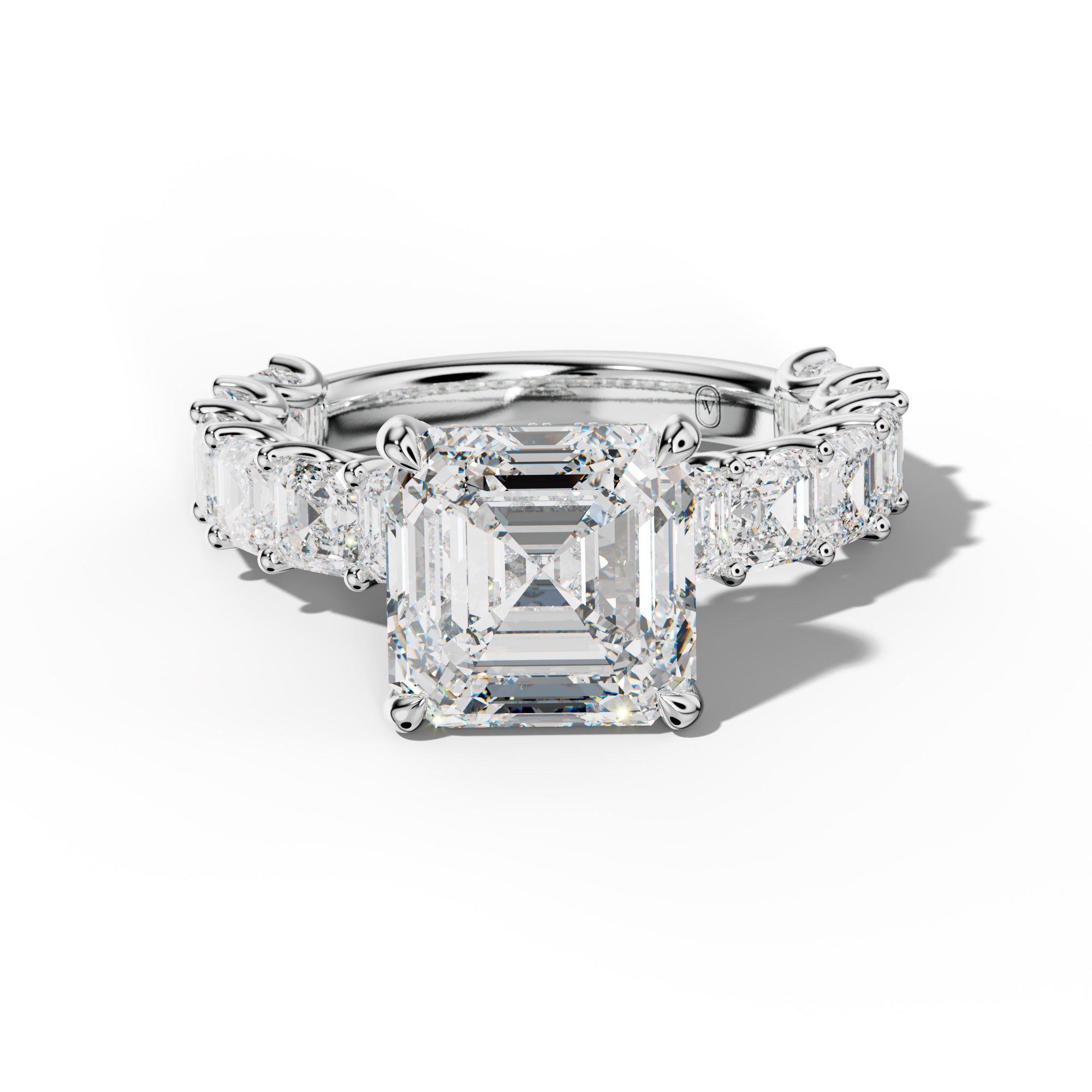Haven Asscher Diamond Engagement Ring With Asscher Side Stones