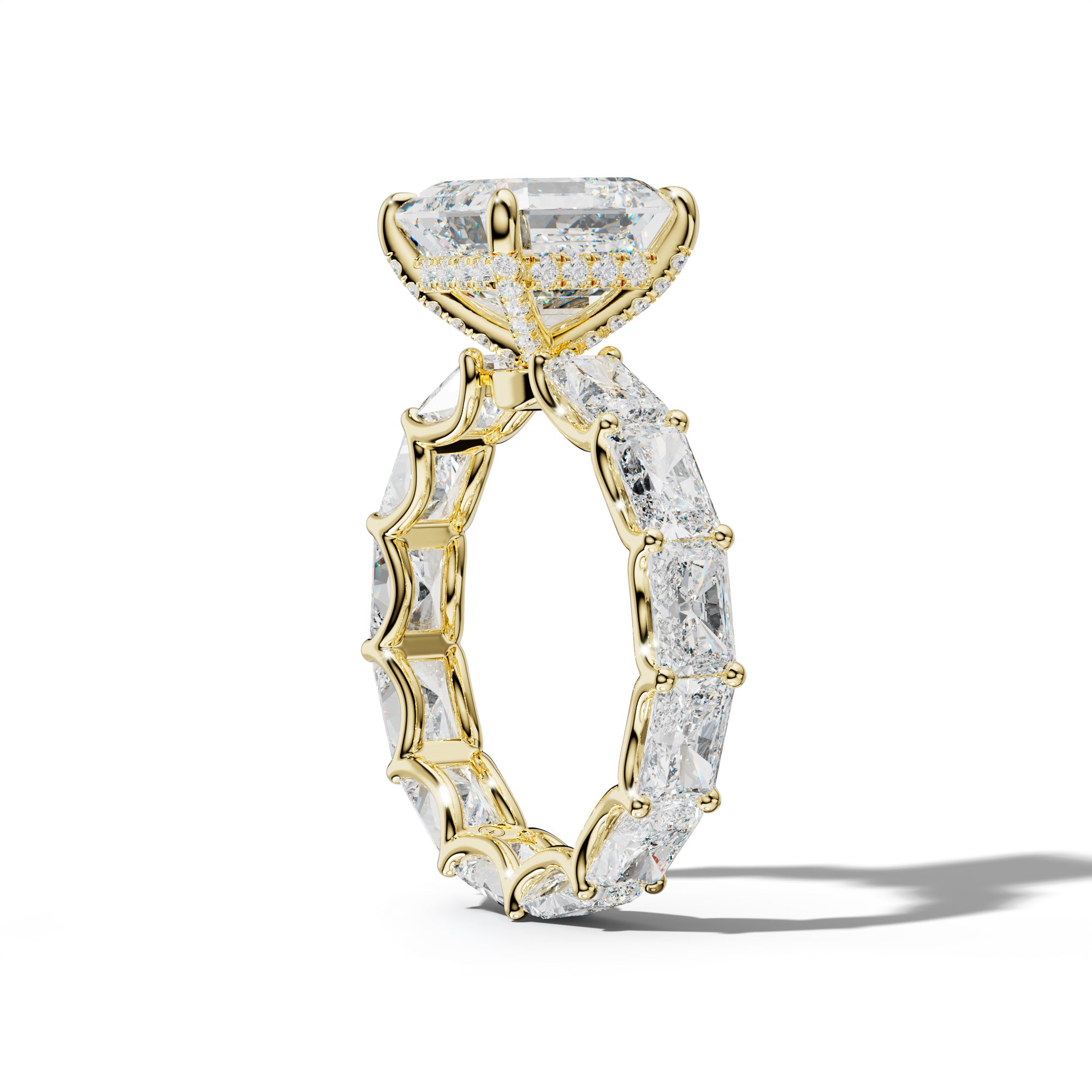 Daphne Asscher Diamond Engagement Ring With East West Radiant Side Stones