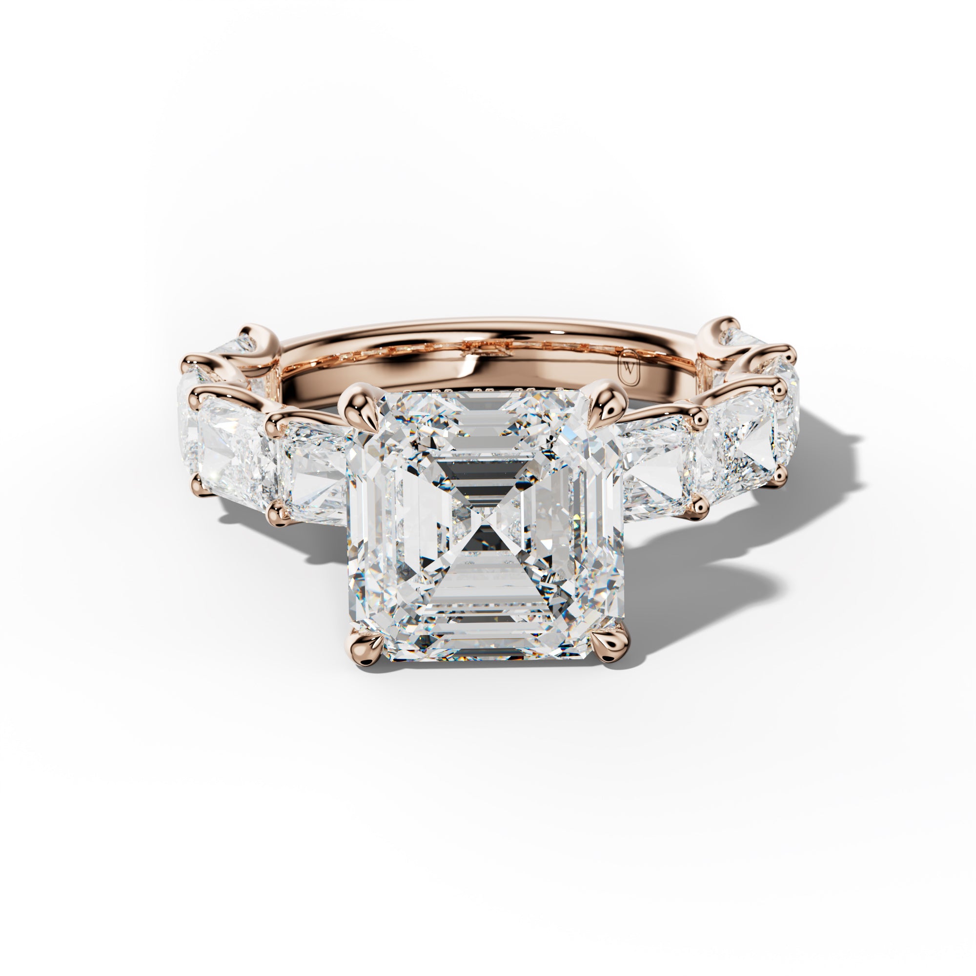 Nancy Asscher Diamond Engagement Ring With East West Radiant Side Stones