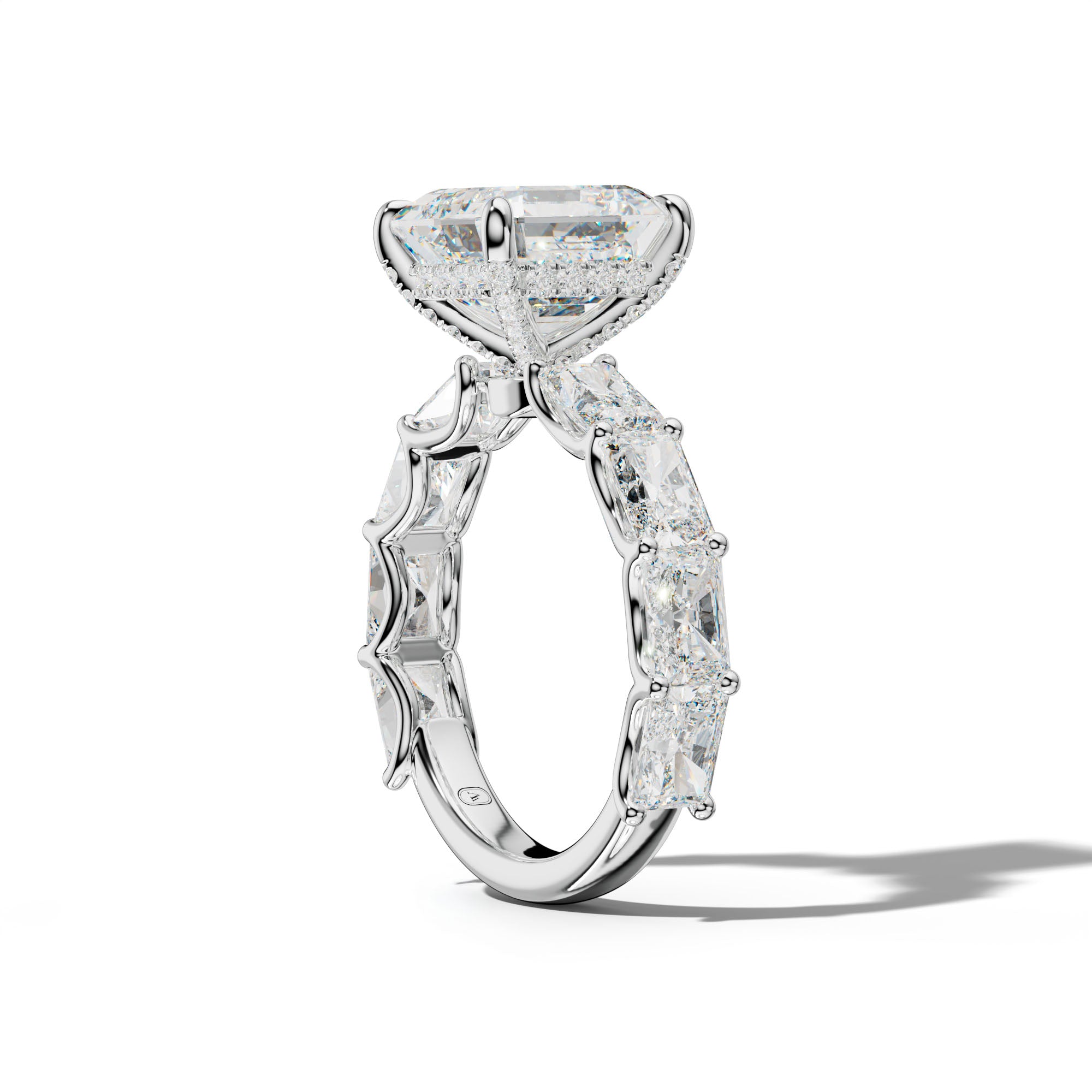 Nancy Asscher Diamond Engagement Ring With East West Radiant Side Stones