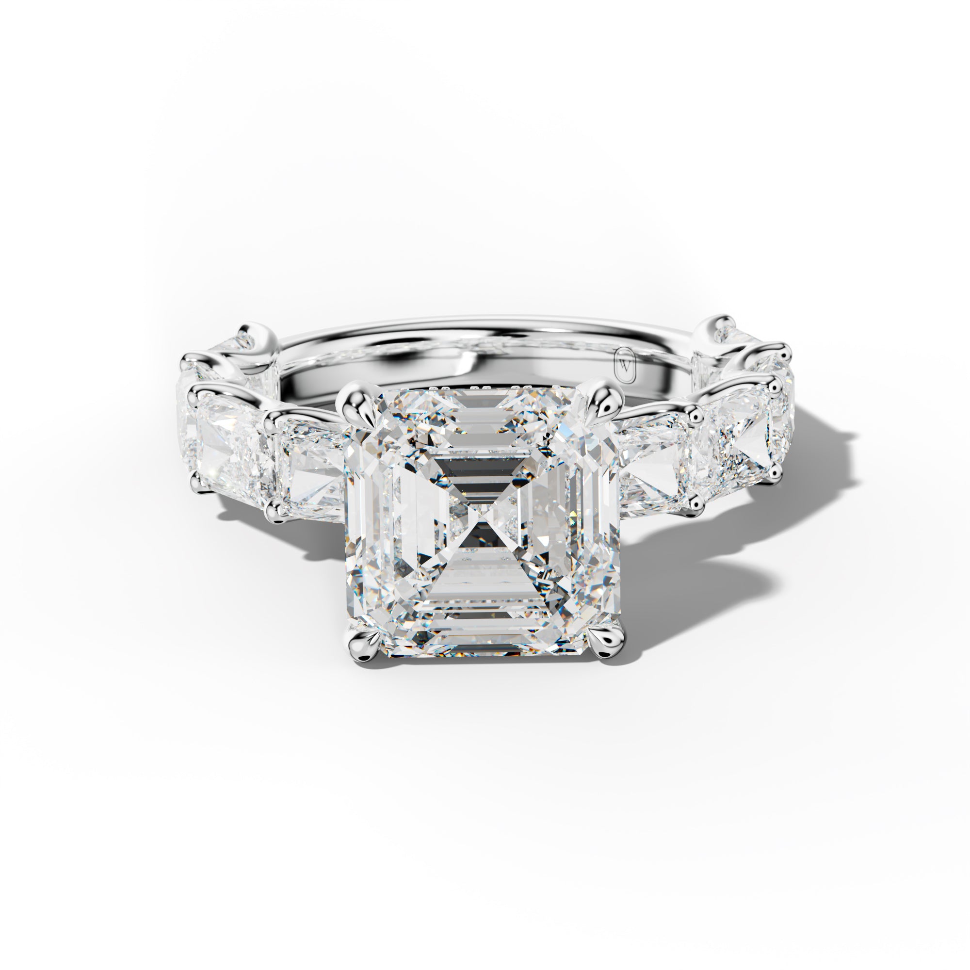 Nancy Asscher Diamond Engagement Ring With East West Radiant Side Stones