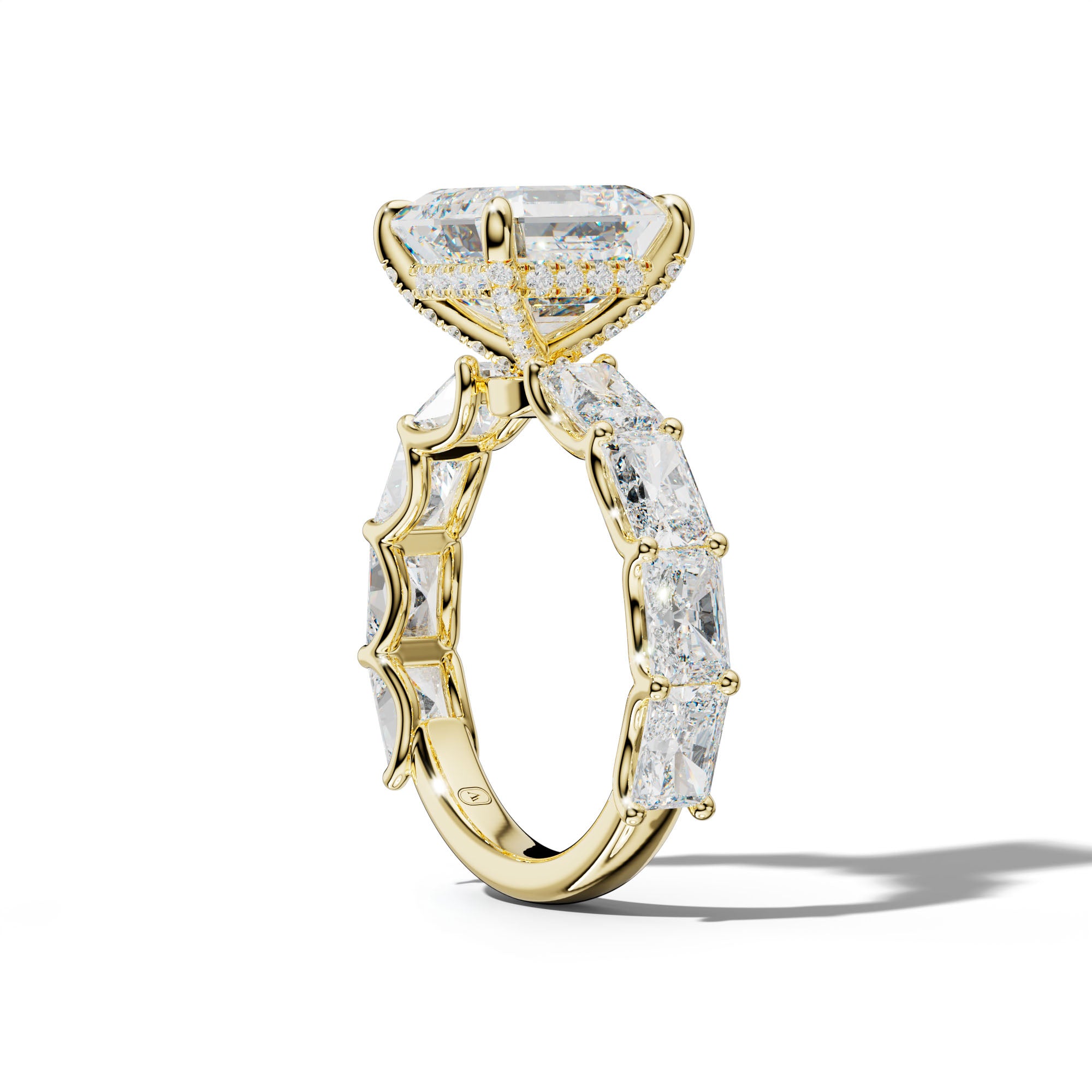 Nancy Asscher Diamond Engagement Ring With East West Radiant Side Stones