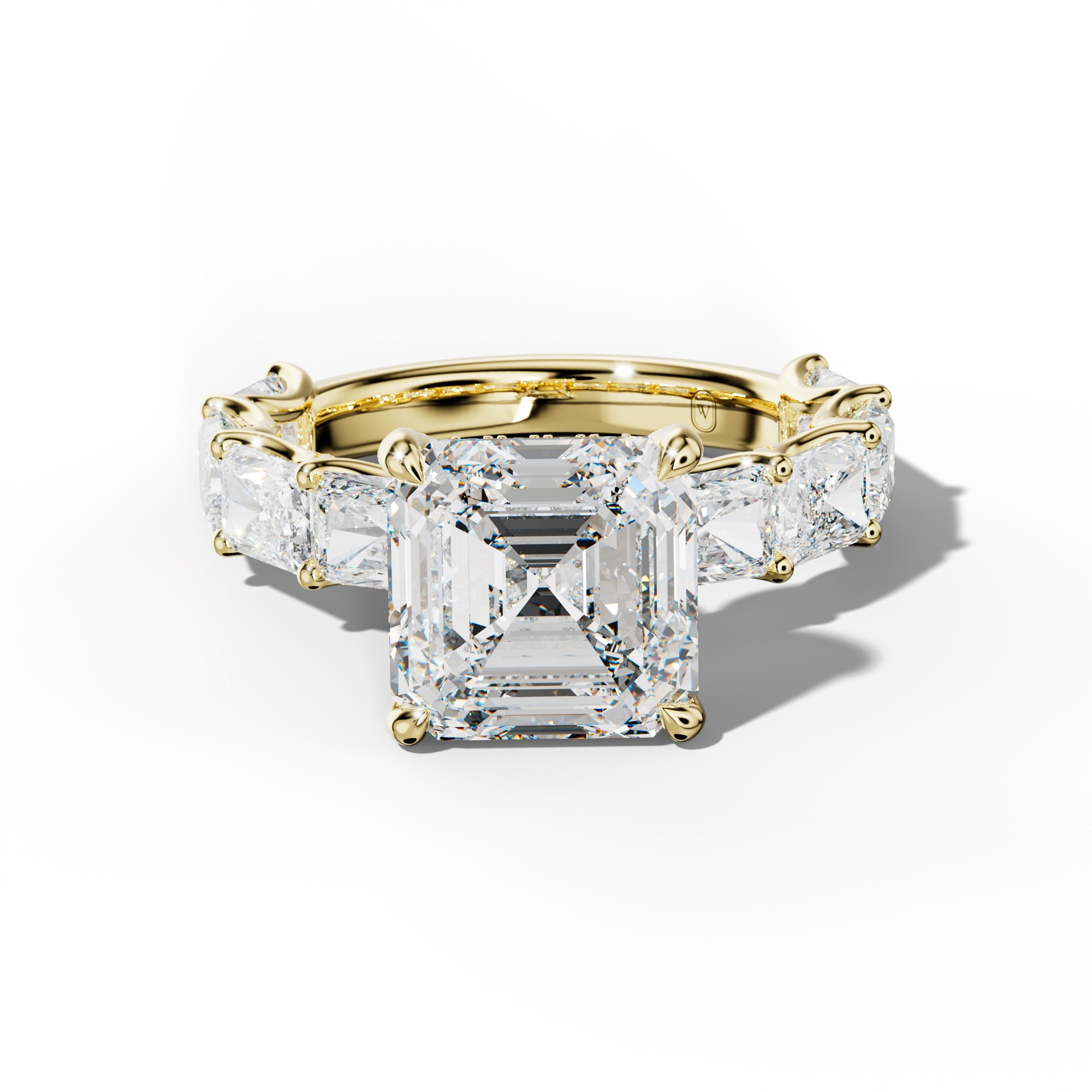 Nancy Asscher Diamond Engagement Ring With East West Radiant Side Stones