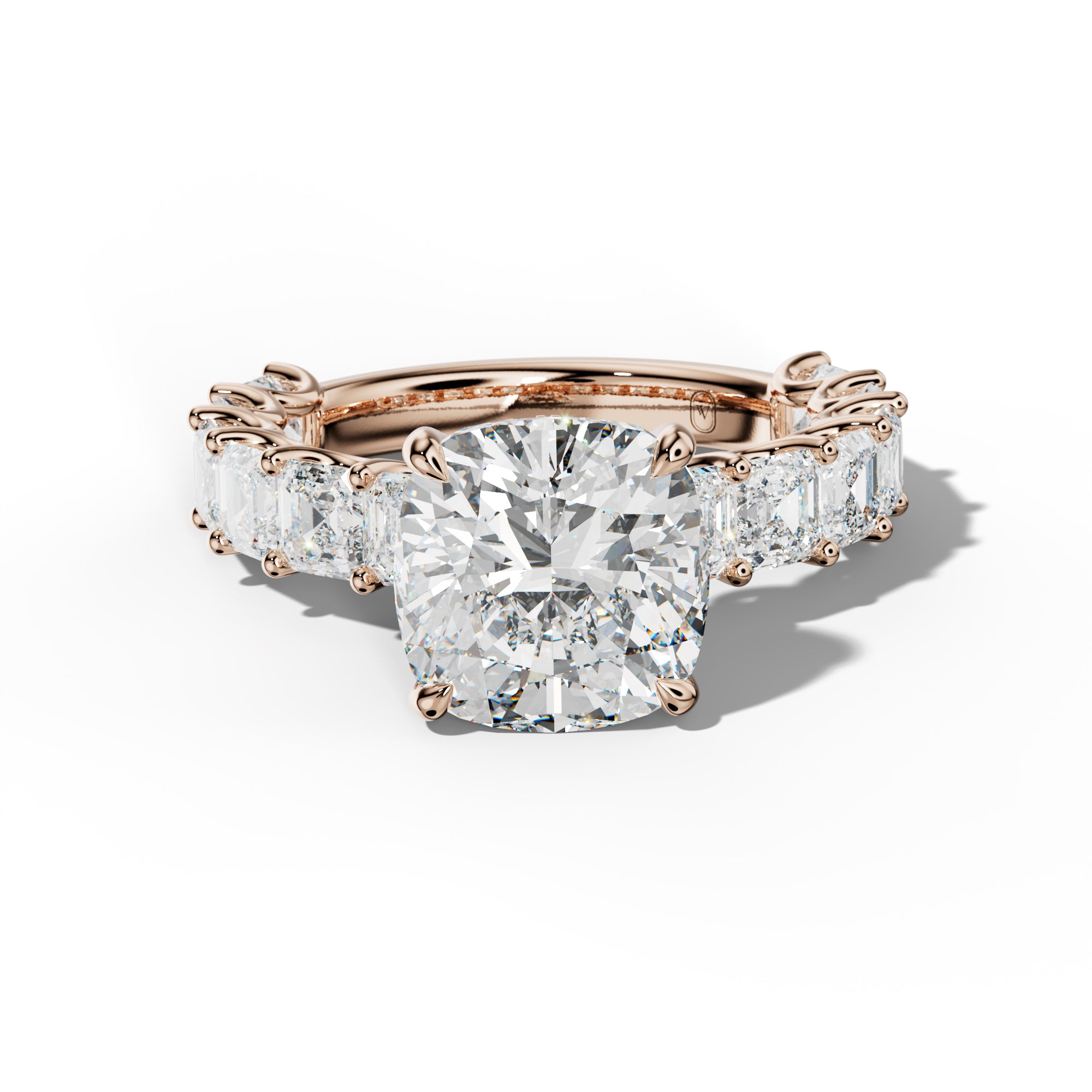 Haven Cushion Diamond Engagement Ring With Asscher Side Stones