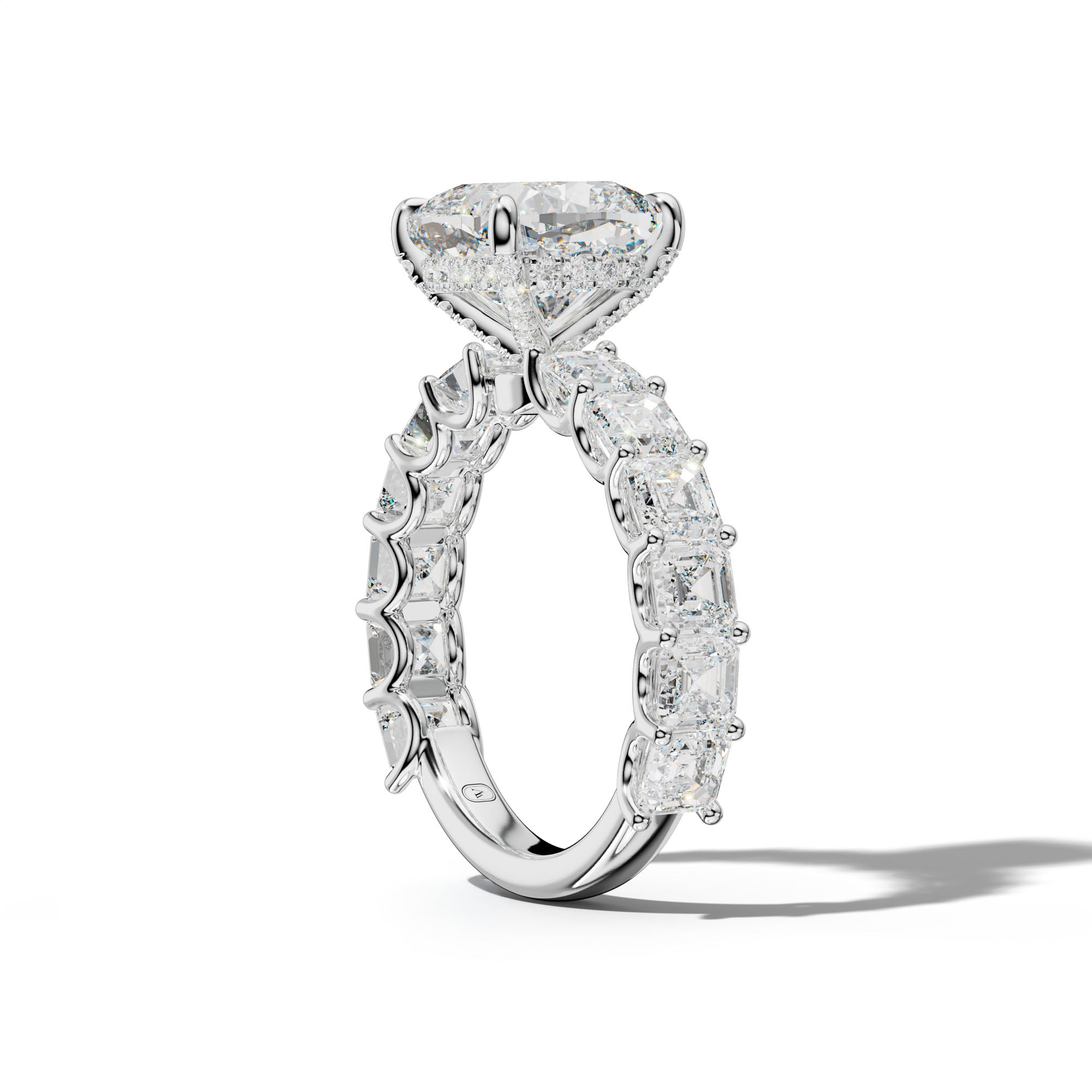 Haven Cushion Diamond Engagement Ring With Asscher Side Stones