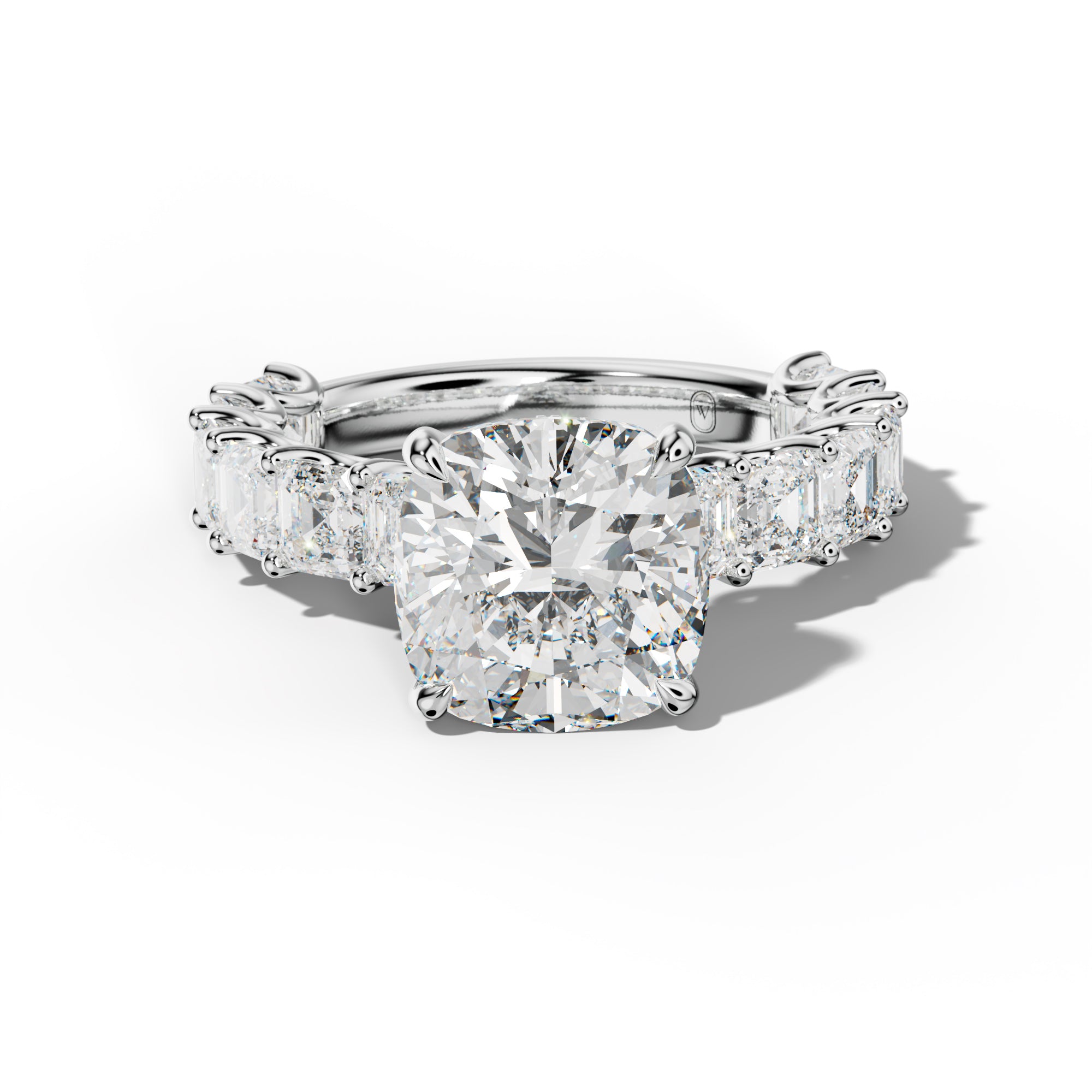 Haven Cushion Diamond Engagement Ring With Asscher Side Stones