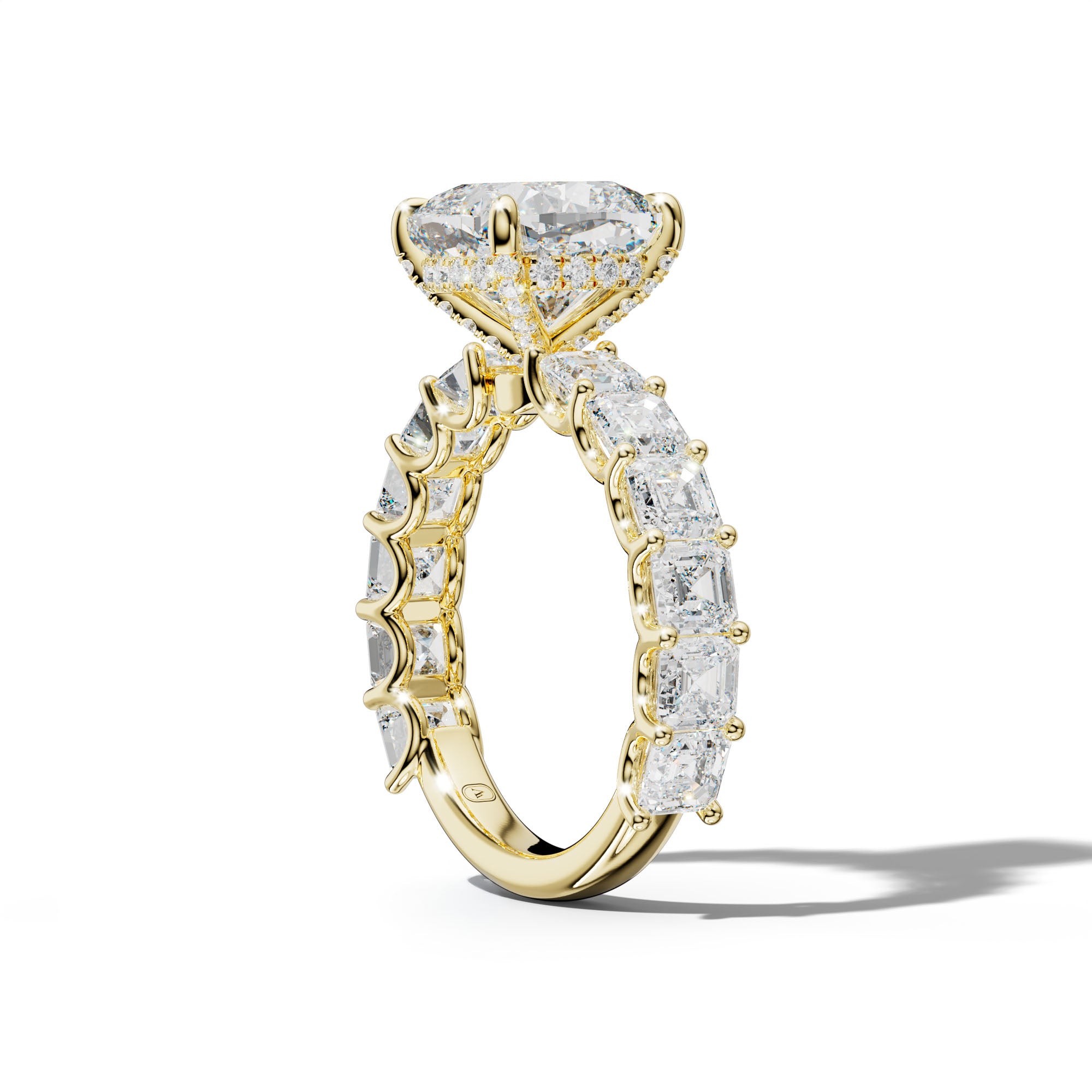 Haven Cushion Diamond Engagement Ring With Asscher Side Stones