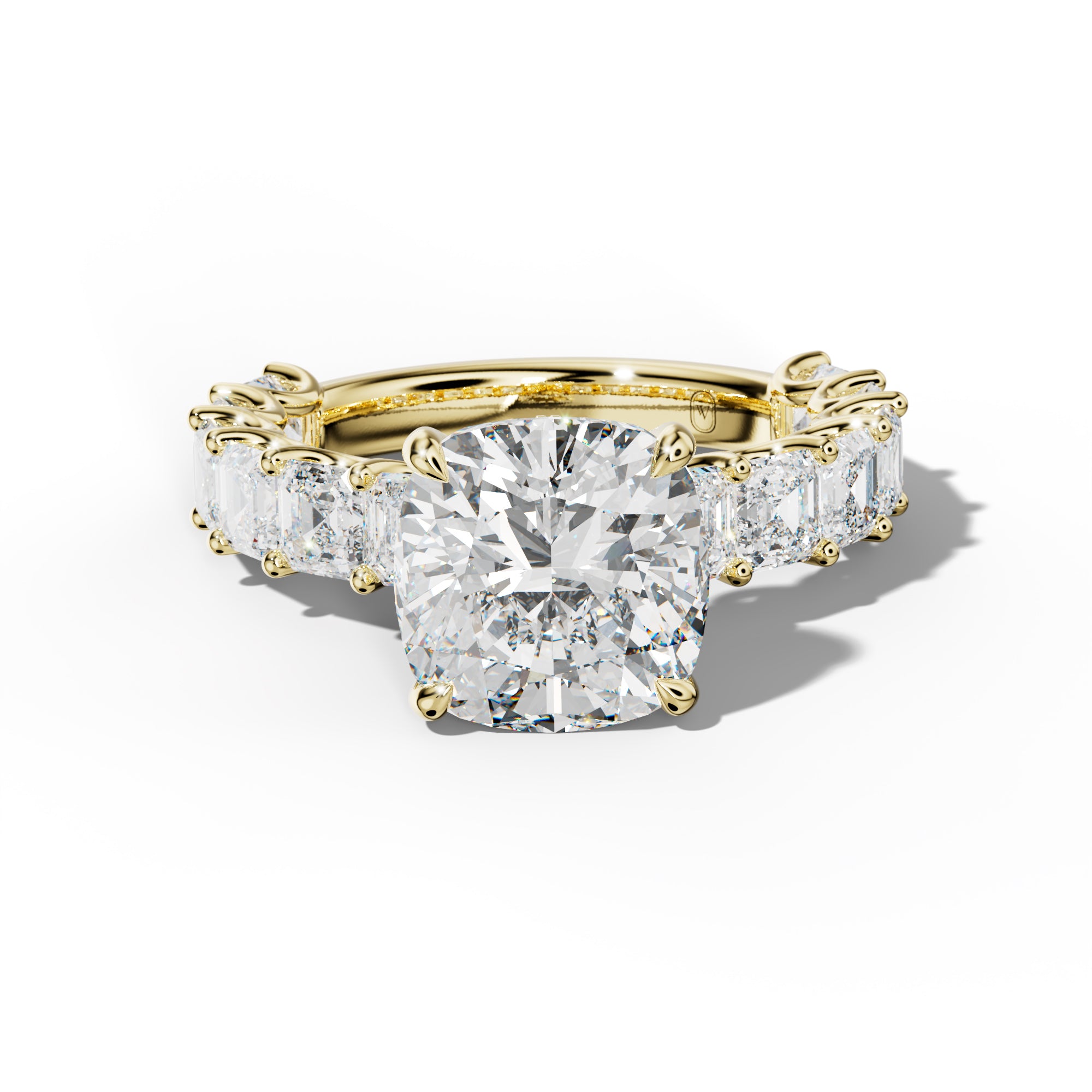 Haven Cushion Diamond Engagement Ring With Asscher Side Stones