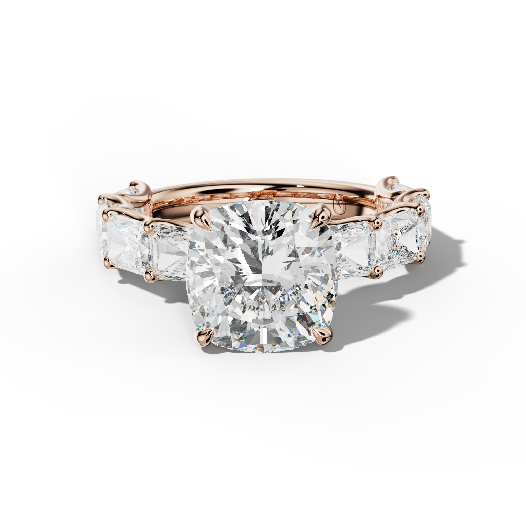 Nancy Cushion Diamond Engagement Ring With East West Radiant Side Stones