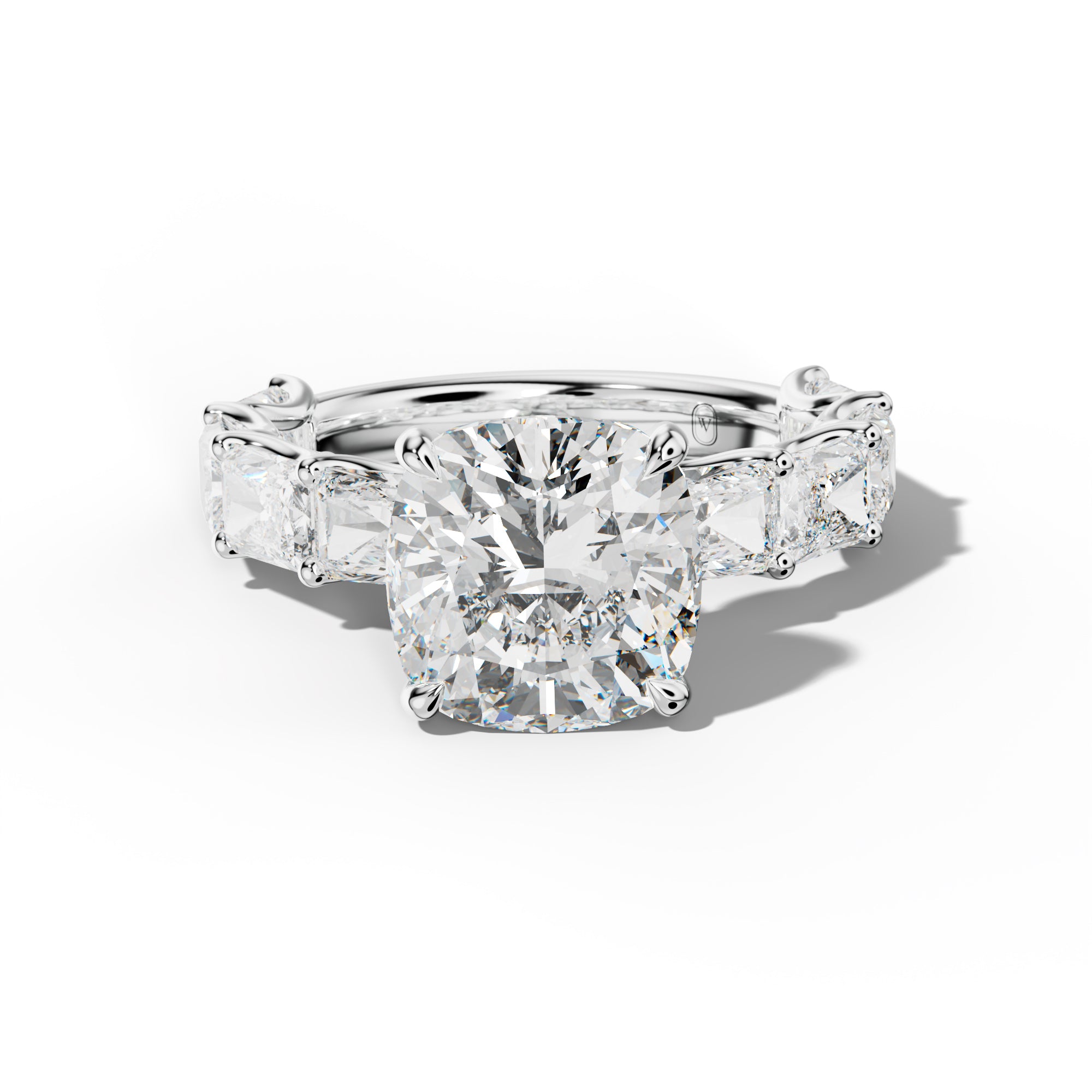 Nancy Cushion Diamond Engagement Ring With East West Radiant Side Stones