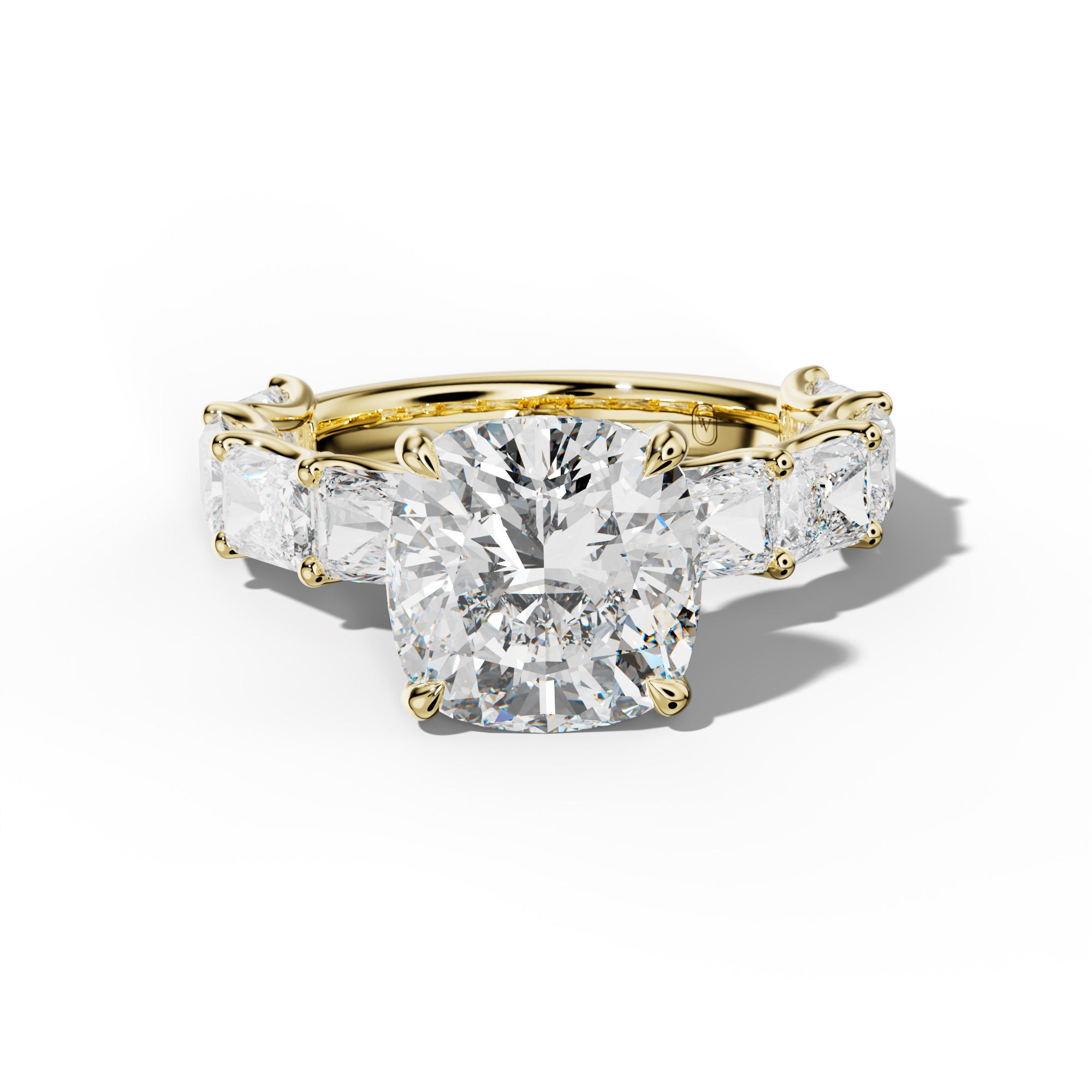 Nancy Cushion Diamond Engagement Ring With East West Radiant Side Stones