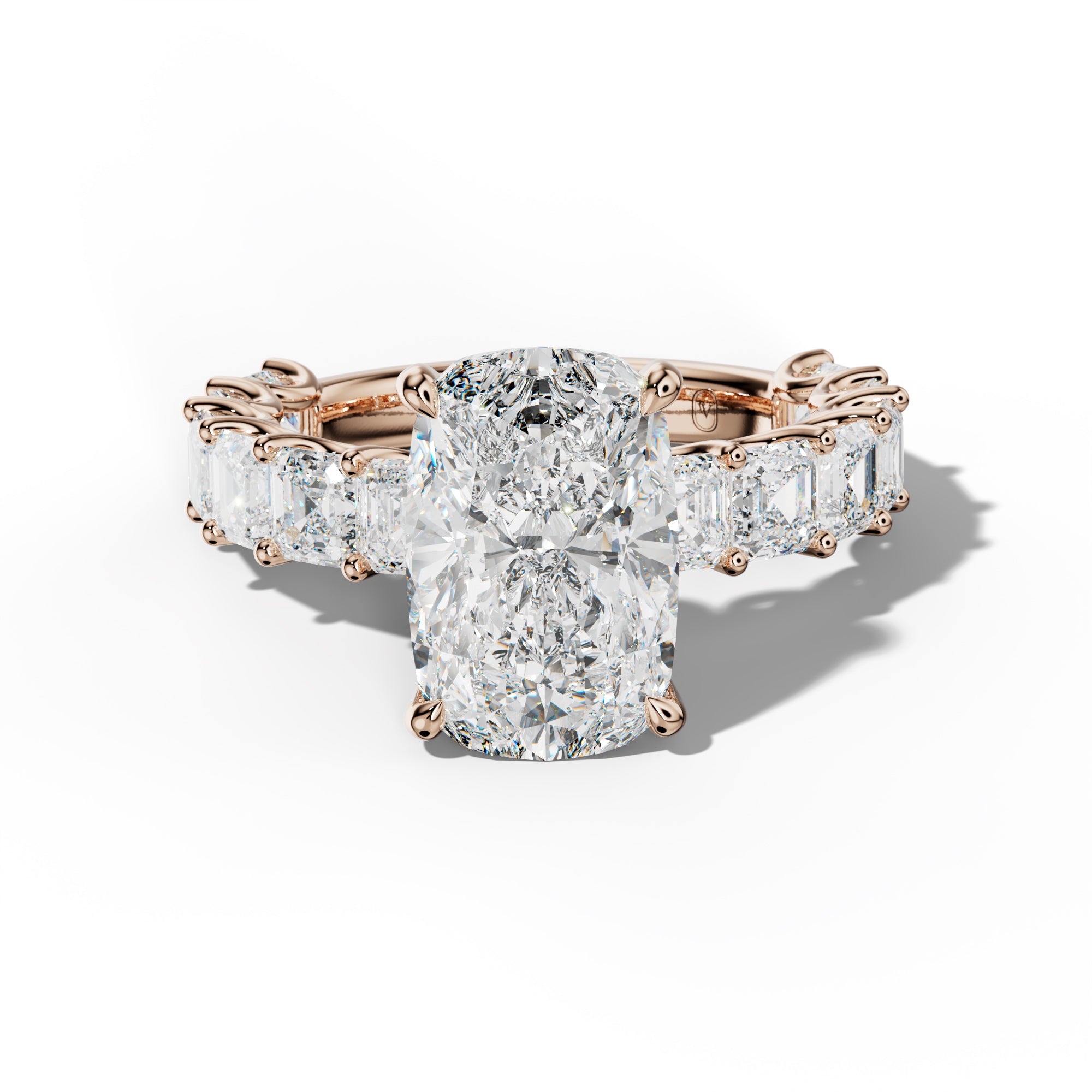 Haven Elongated Cushion Diamond Engagement Ring With Asscher Side Stones