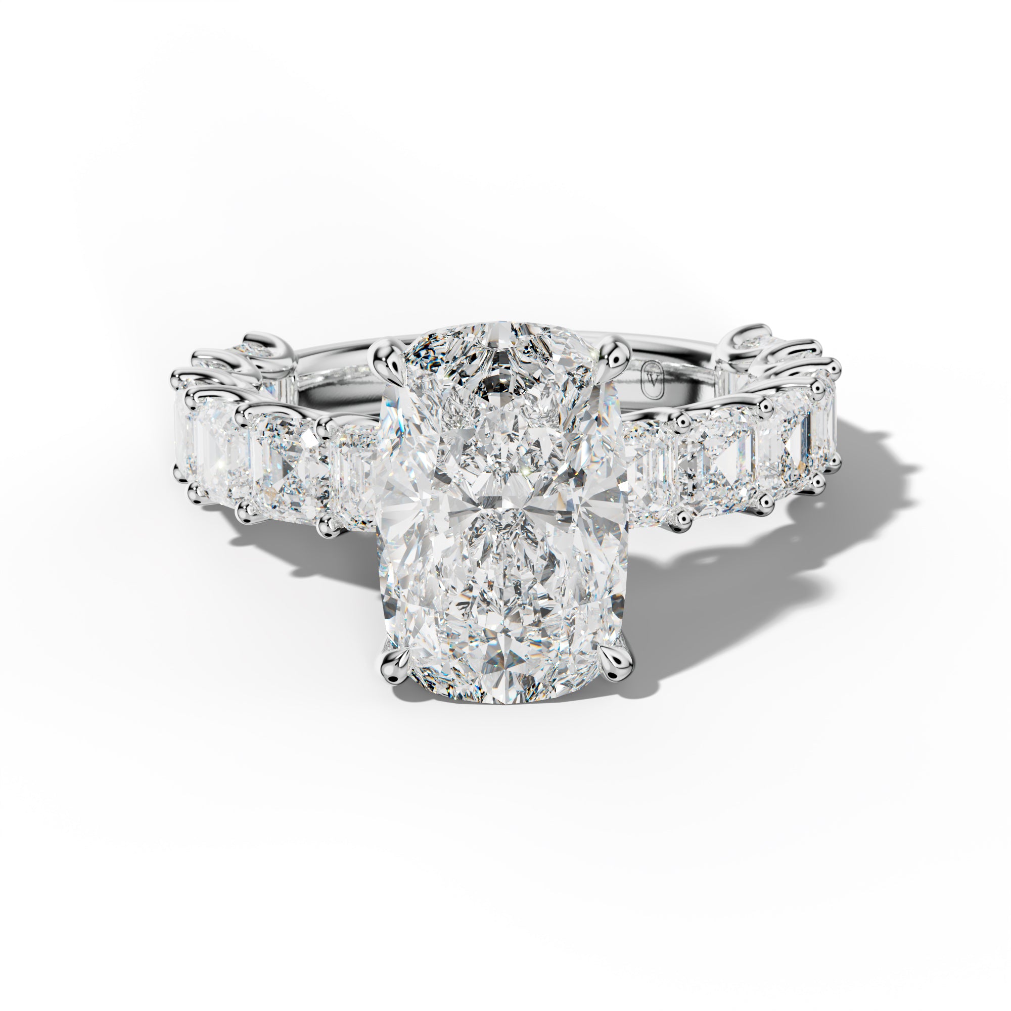 Haven Elongated Cushion Diamond Engagement Ring With Asscher Side Stones