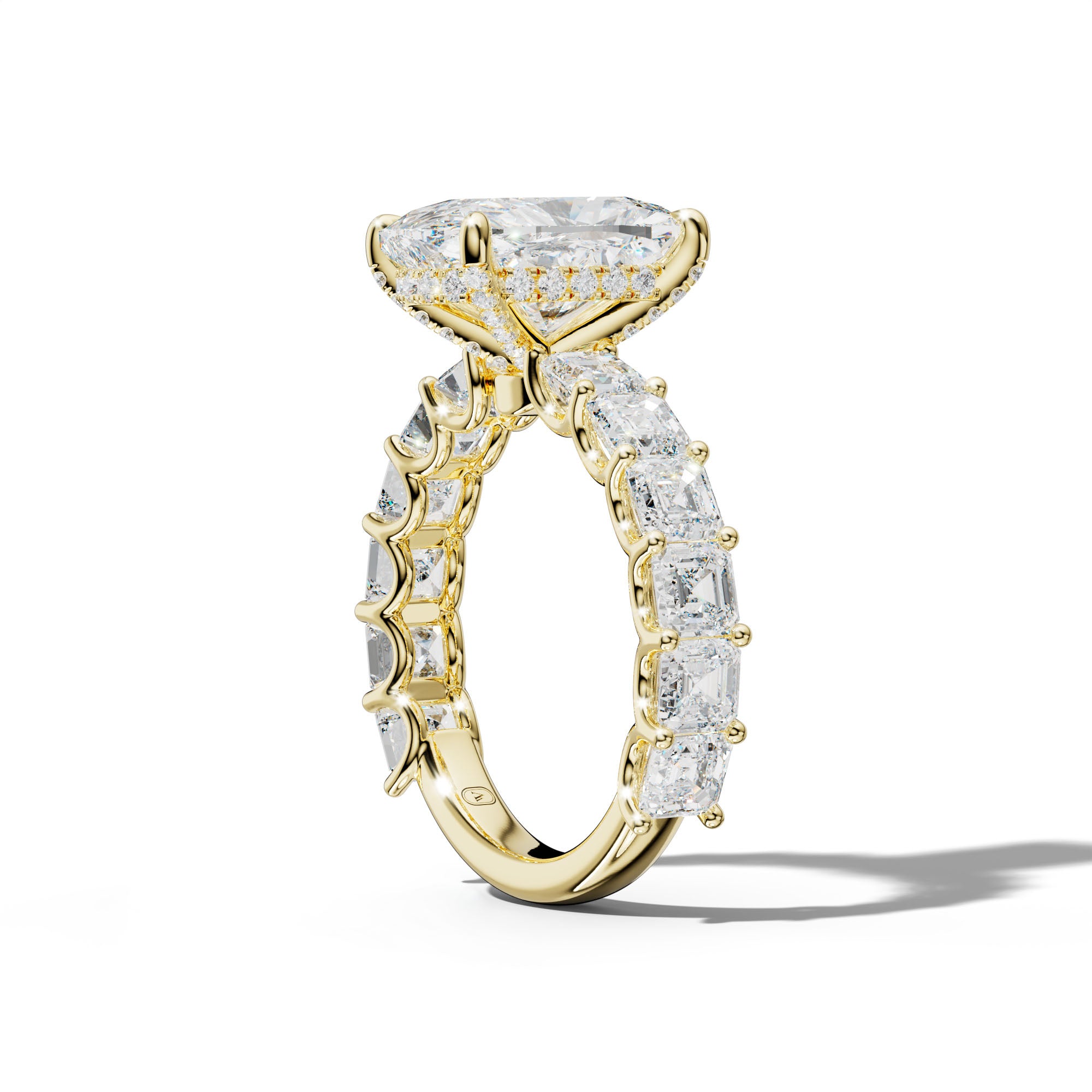 Haven Elongated Cushion Diamond Engagement Ring With Asscher Side Stones