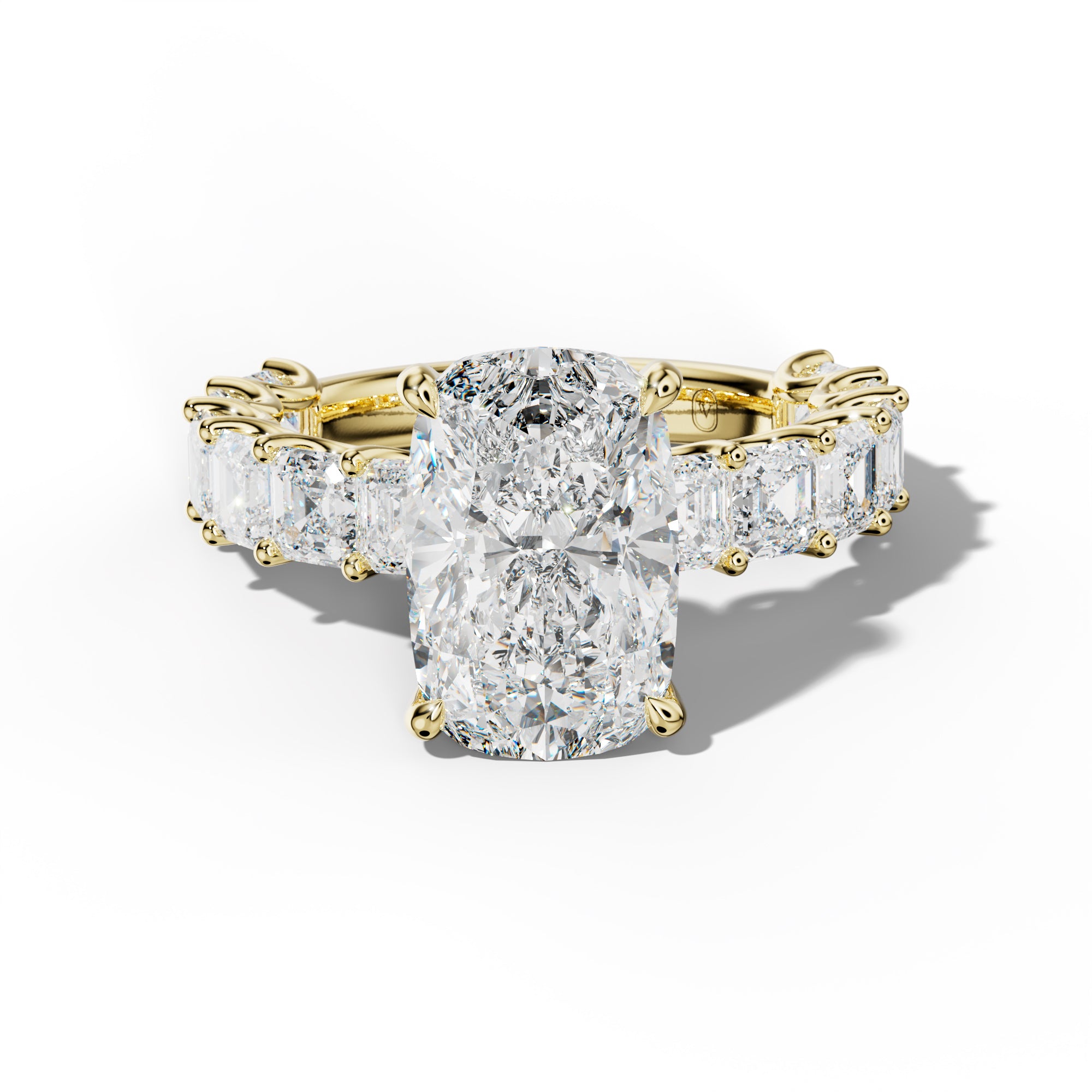 Haven Elongated Cushion Diamond Engagement Ring With Asscher Side Stones