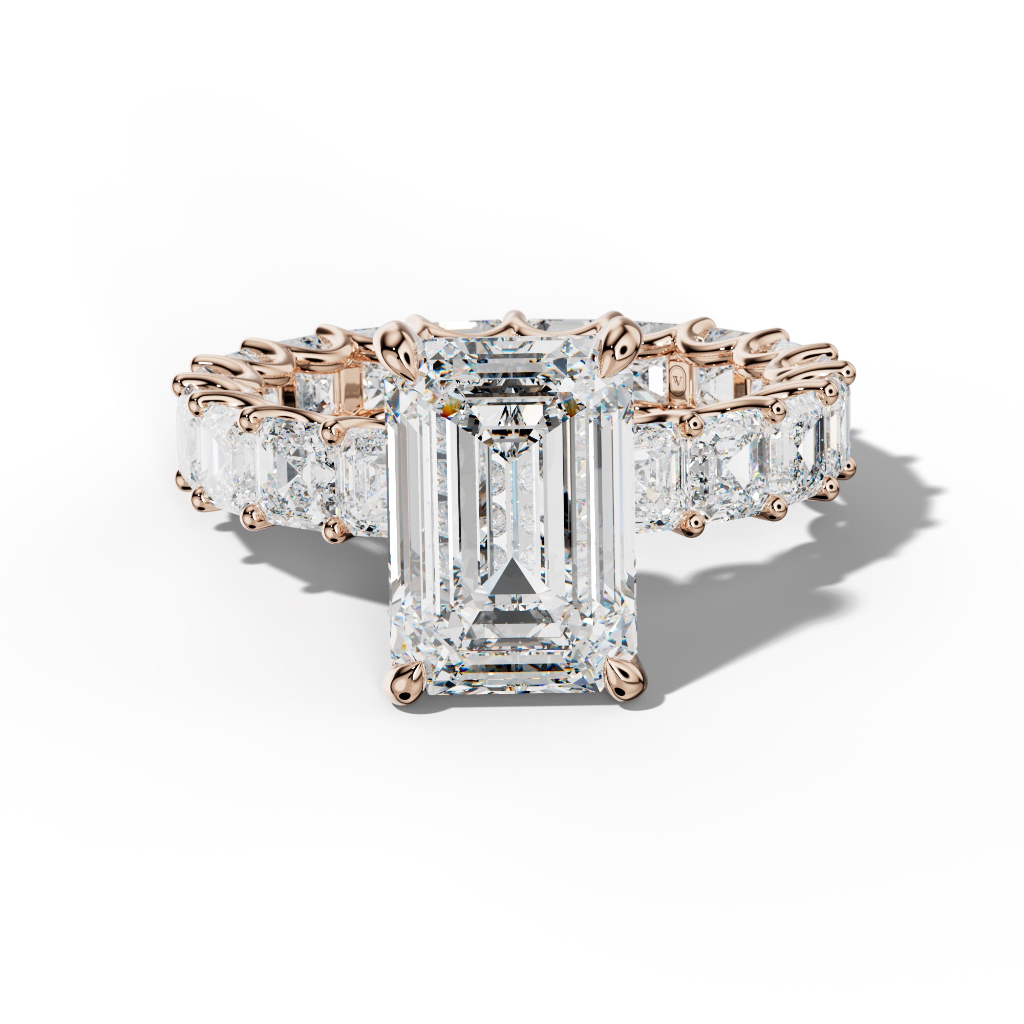Aisha Emerald Cut Engagement Ring With Asscher Side Stones