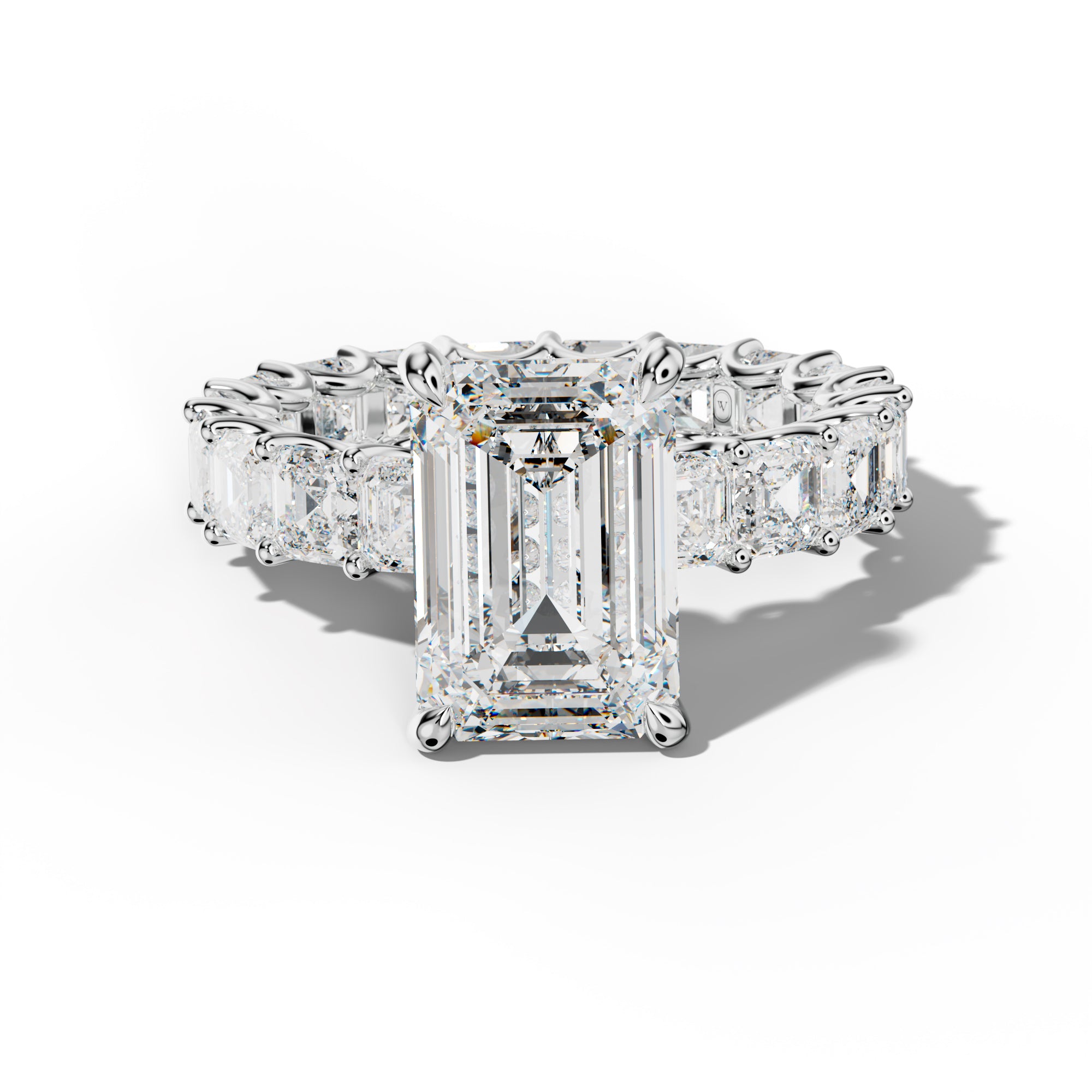 Aisha Emerald Cut Engagement Ring With Asscher Side Stones