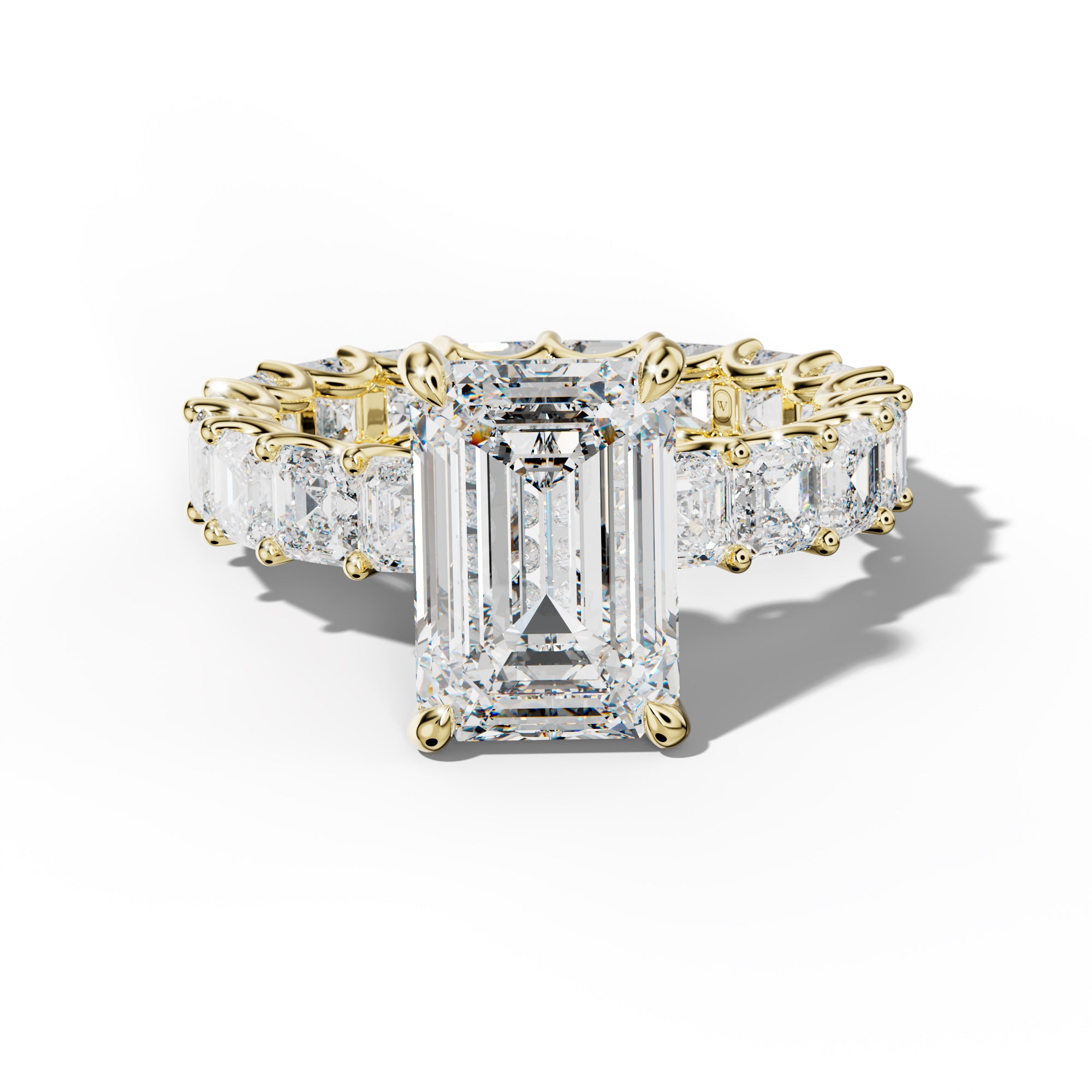 Aisha Emerald Cut Engagement Ring With Asscher Side Stones