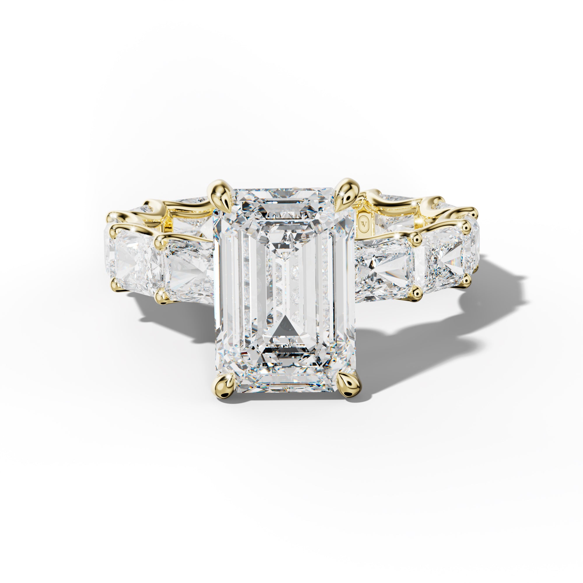 Daphne Emerald Cut Engagement Ring With East West Radiant Side Stones