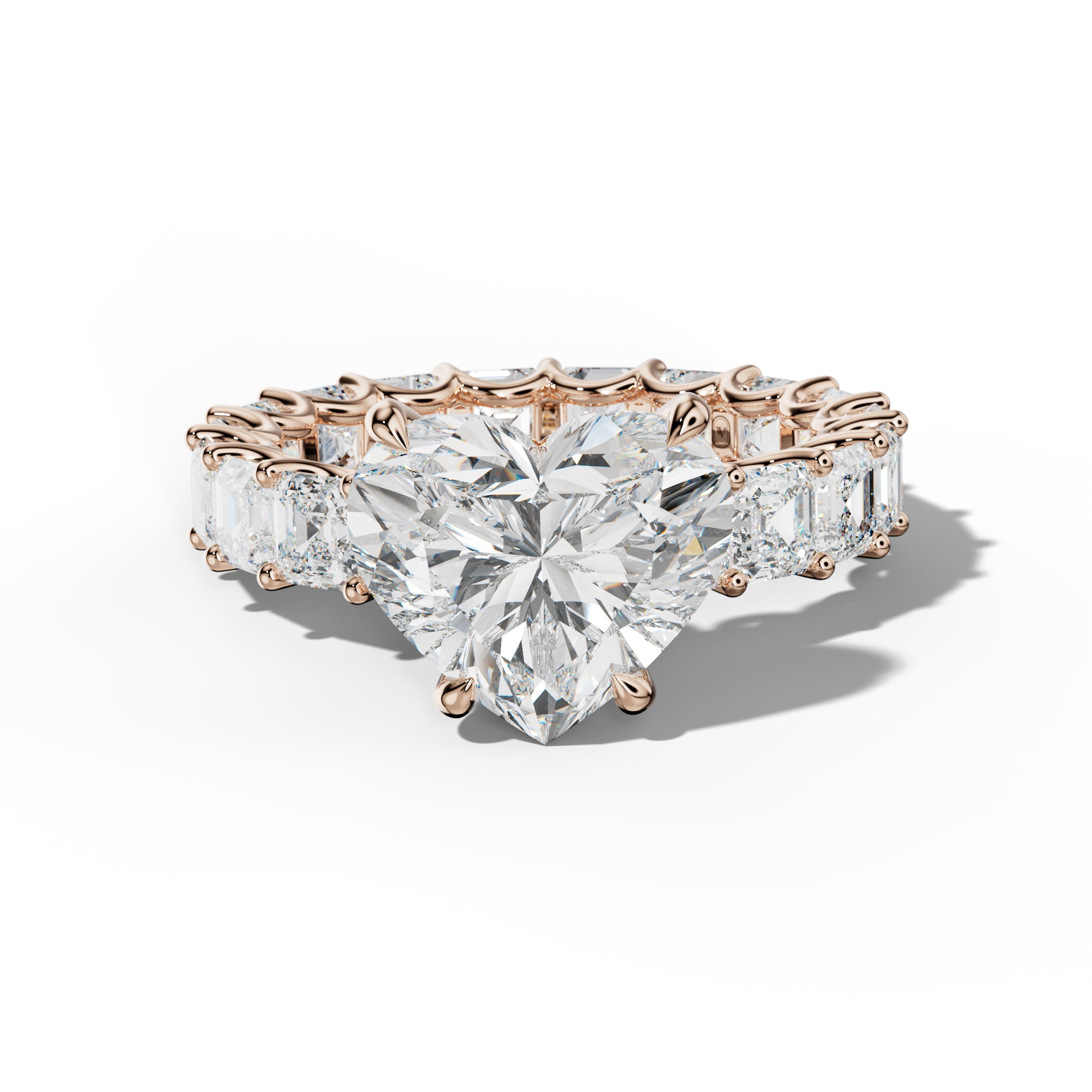 Aisha Heart Diamond Engagement Ring With Asscher Side Stones
