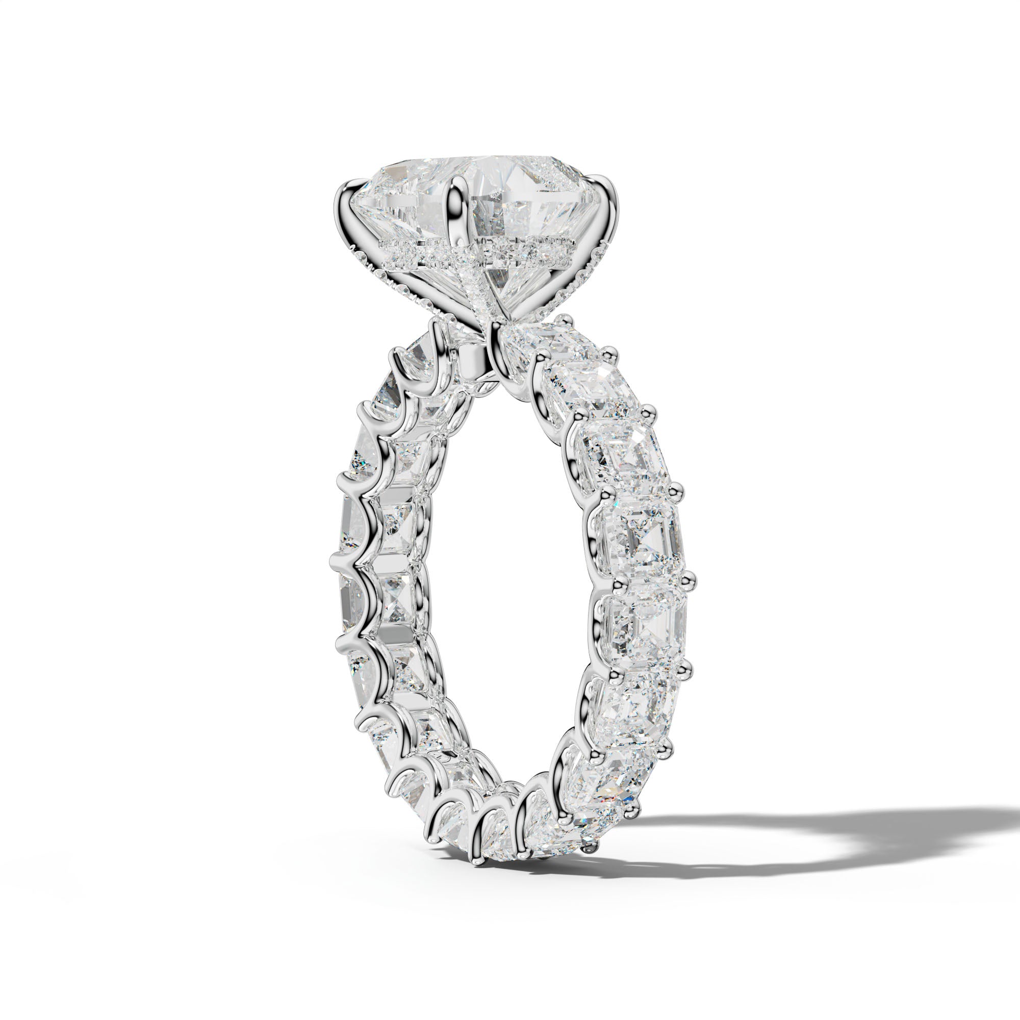 Aisha Heart Diamond Engagement Ring With Asscher Side Stones