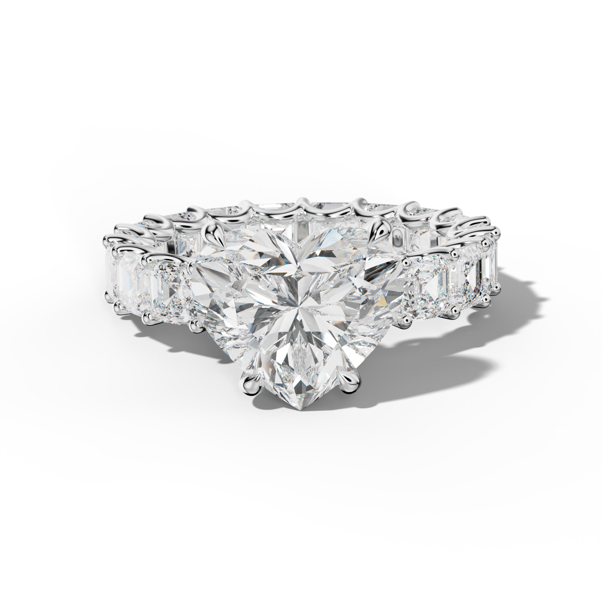 Aisha Heart Diamond Engagement Ring With Asscher Side Stones