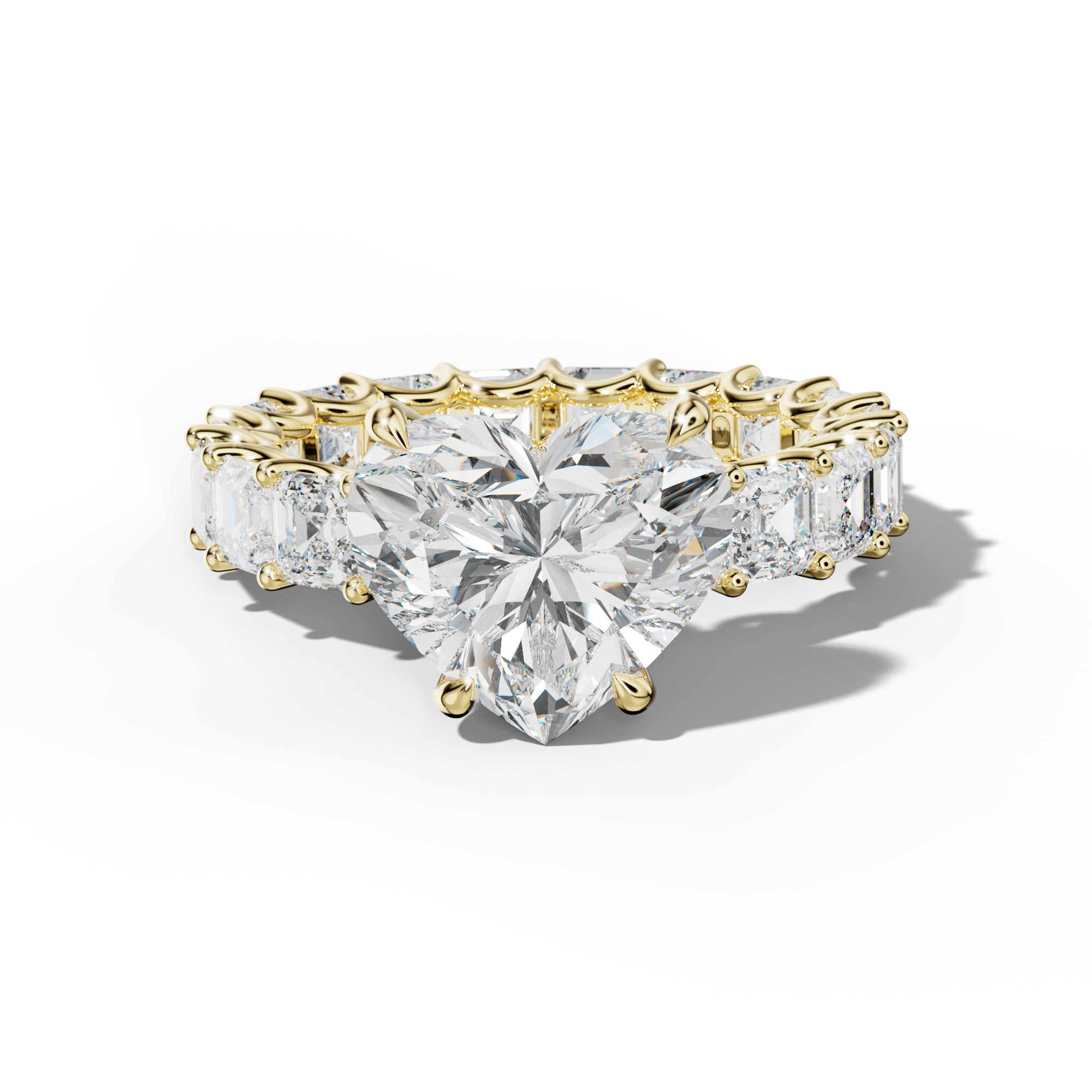Aisha Heart Diamond Engagement Ring With Asscher Side Stones